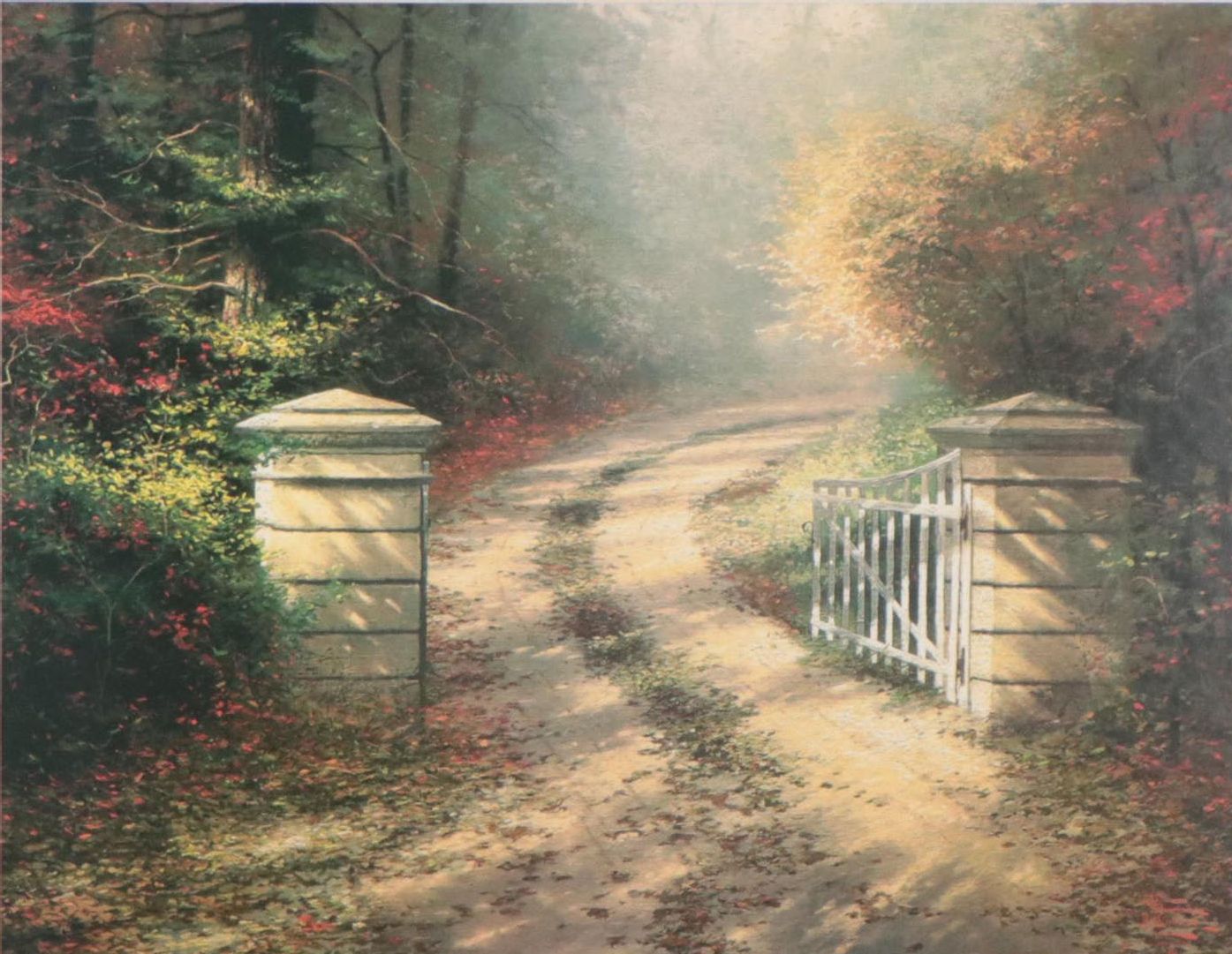 Offset Lithograph After Thomas Kinkade "The Autumn Gate"