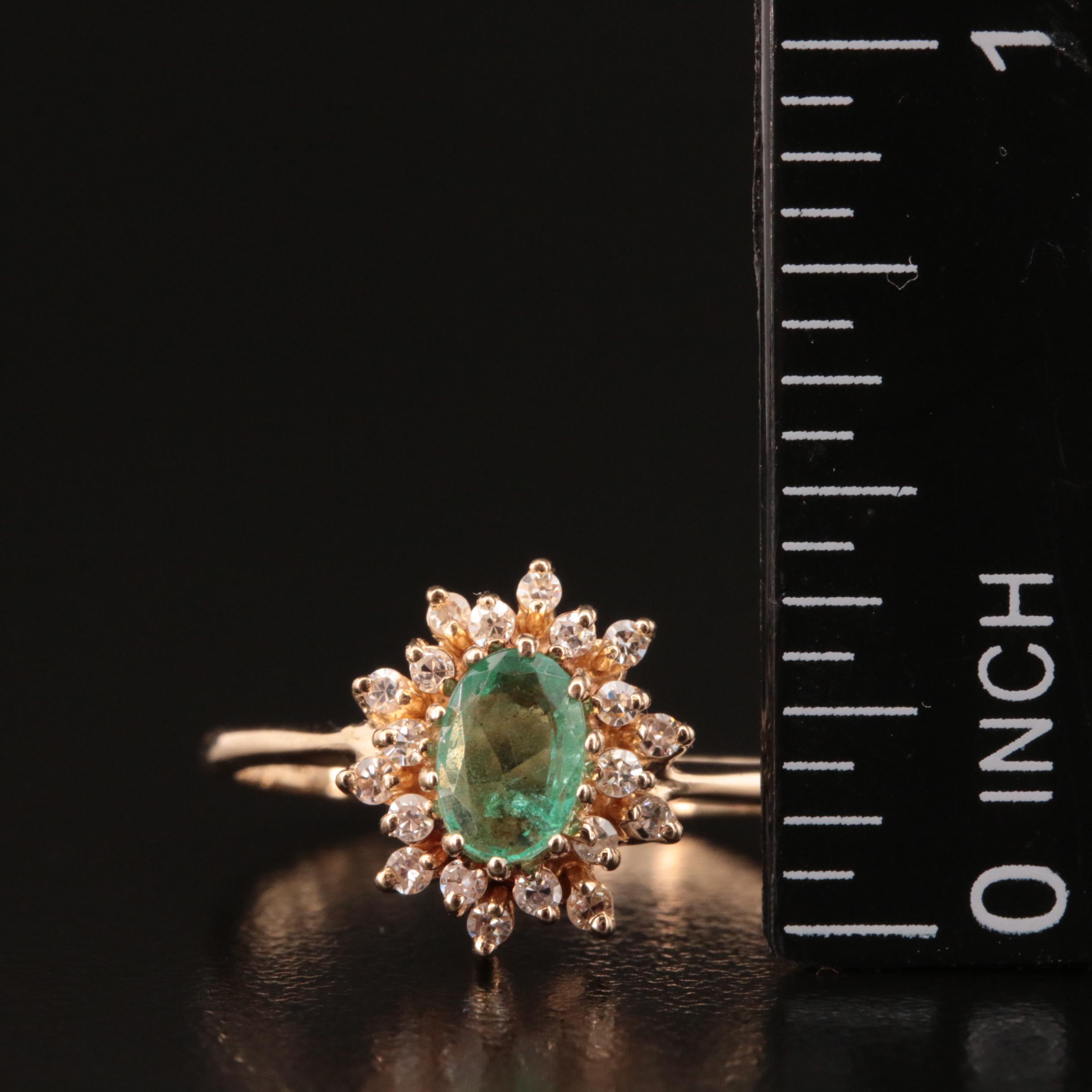 14K Emerald and Diamond Ring