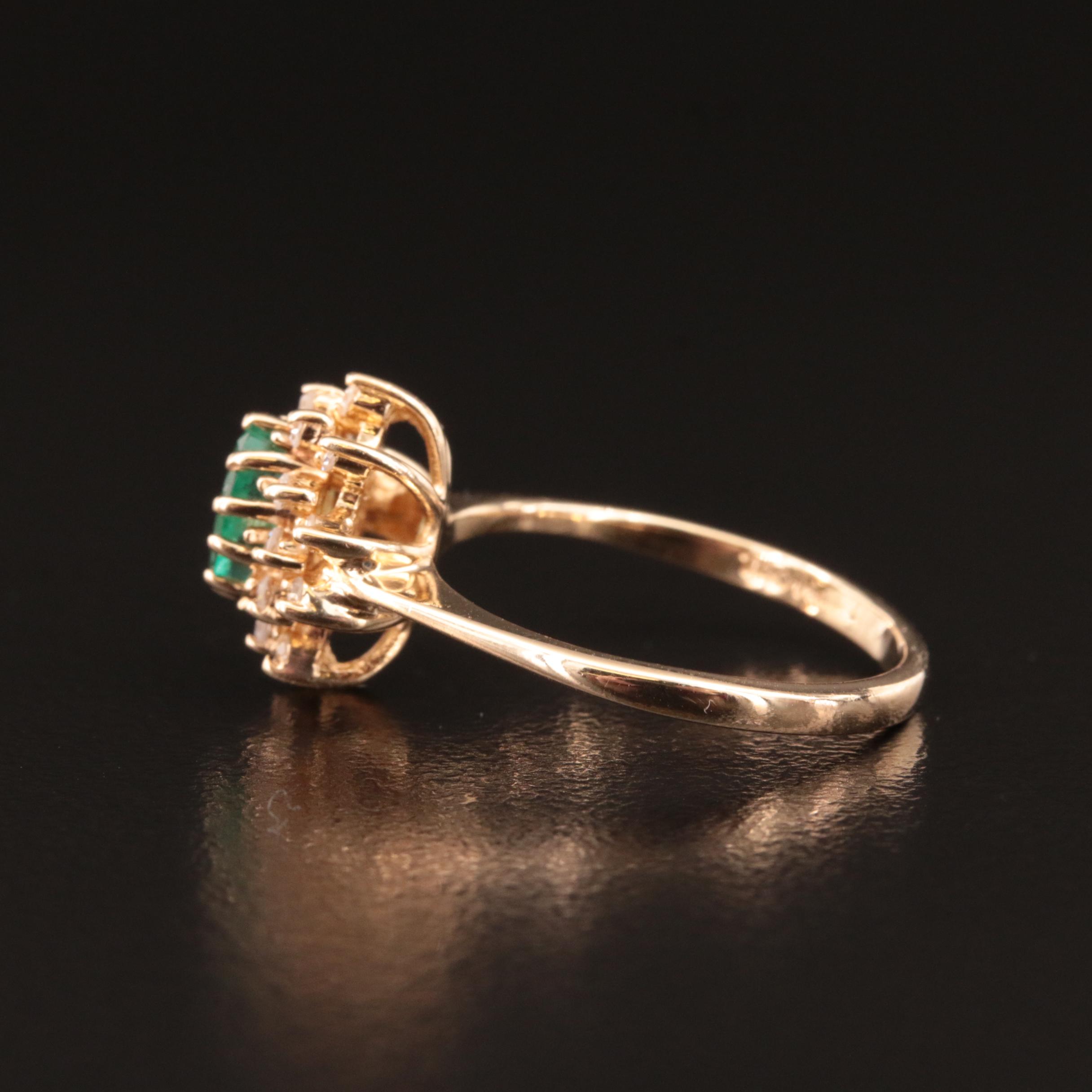 14K Emerald and Diamond Ring