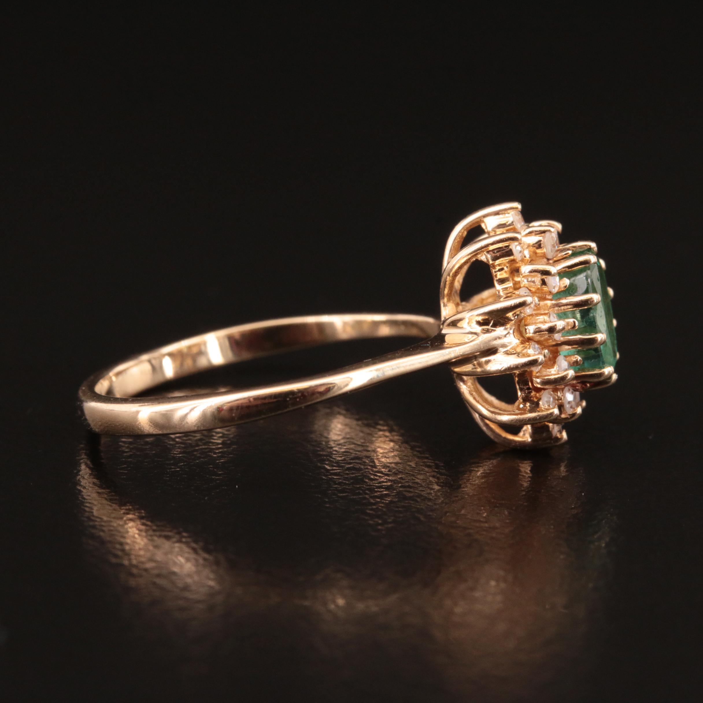 14K Emerald and Diamond Ring