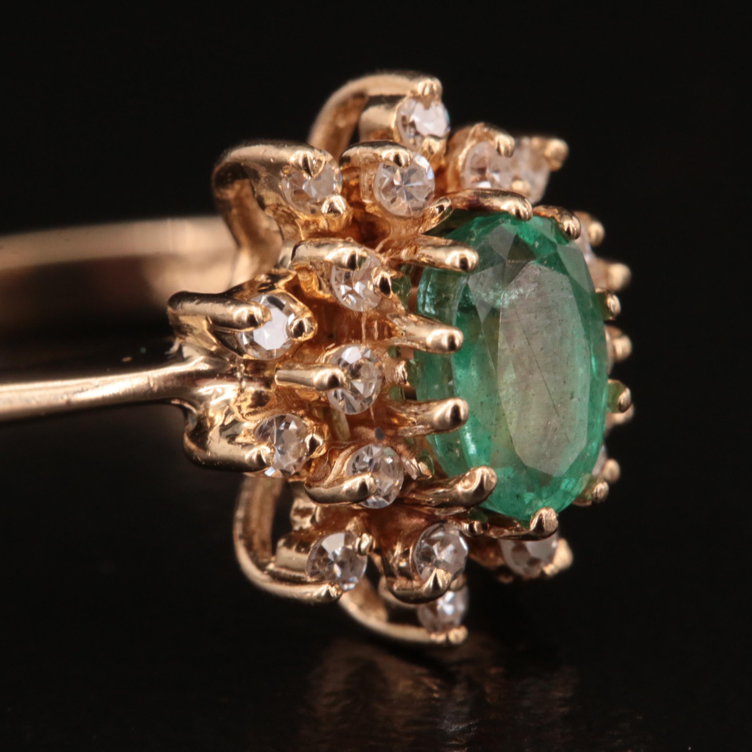 14K Emerald and Diamond Ring