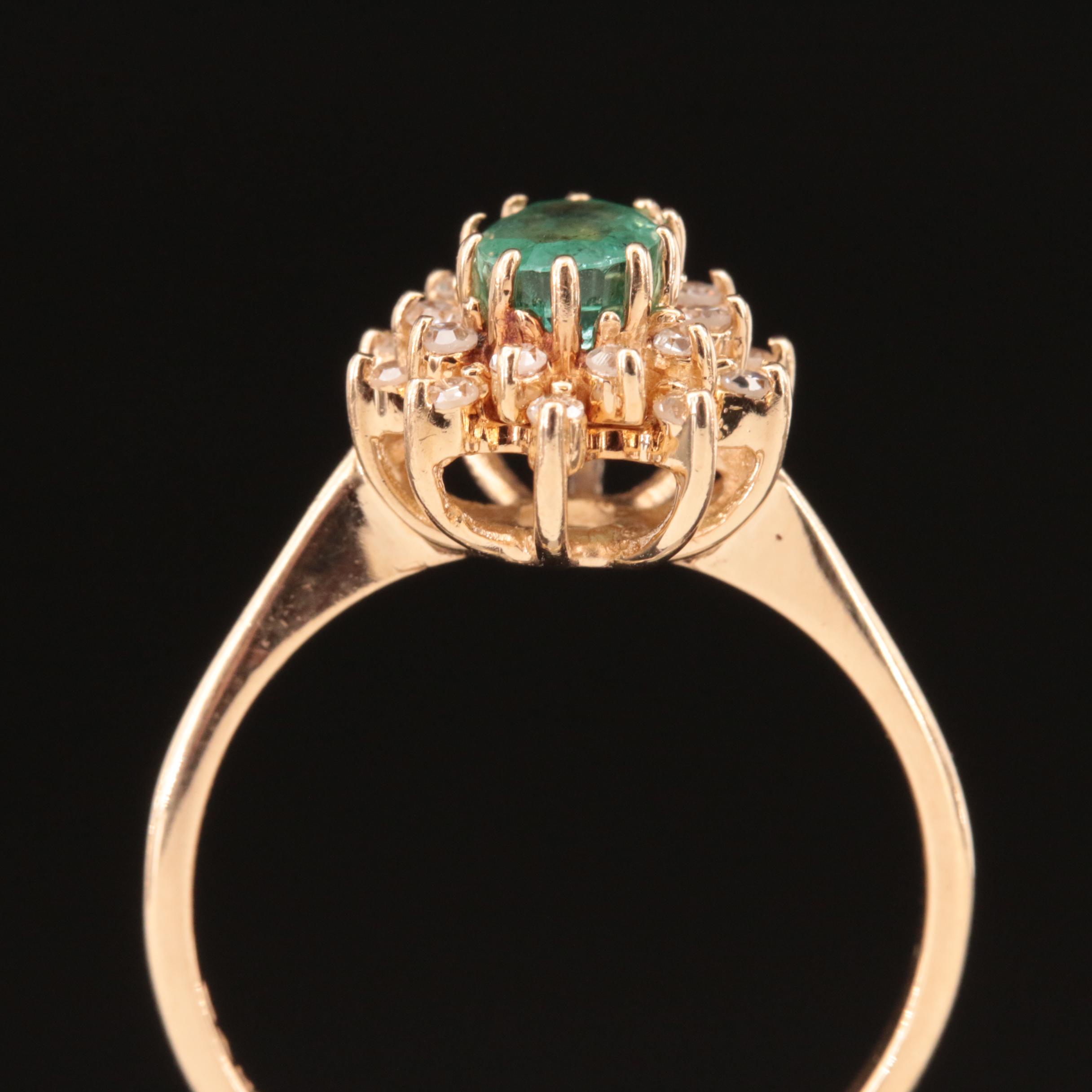 14K Emerald and Diamond Ring