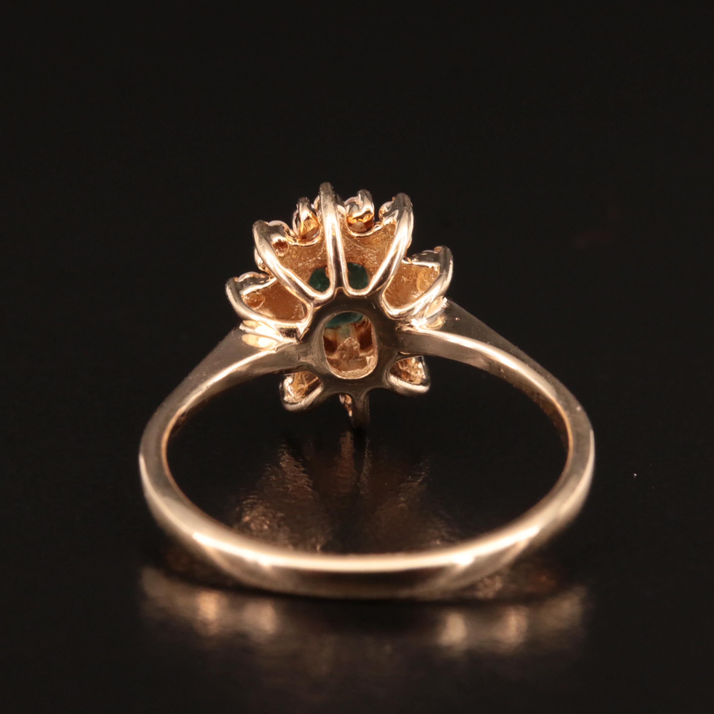 14K Emerald and Diamond Ring