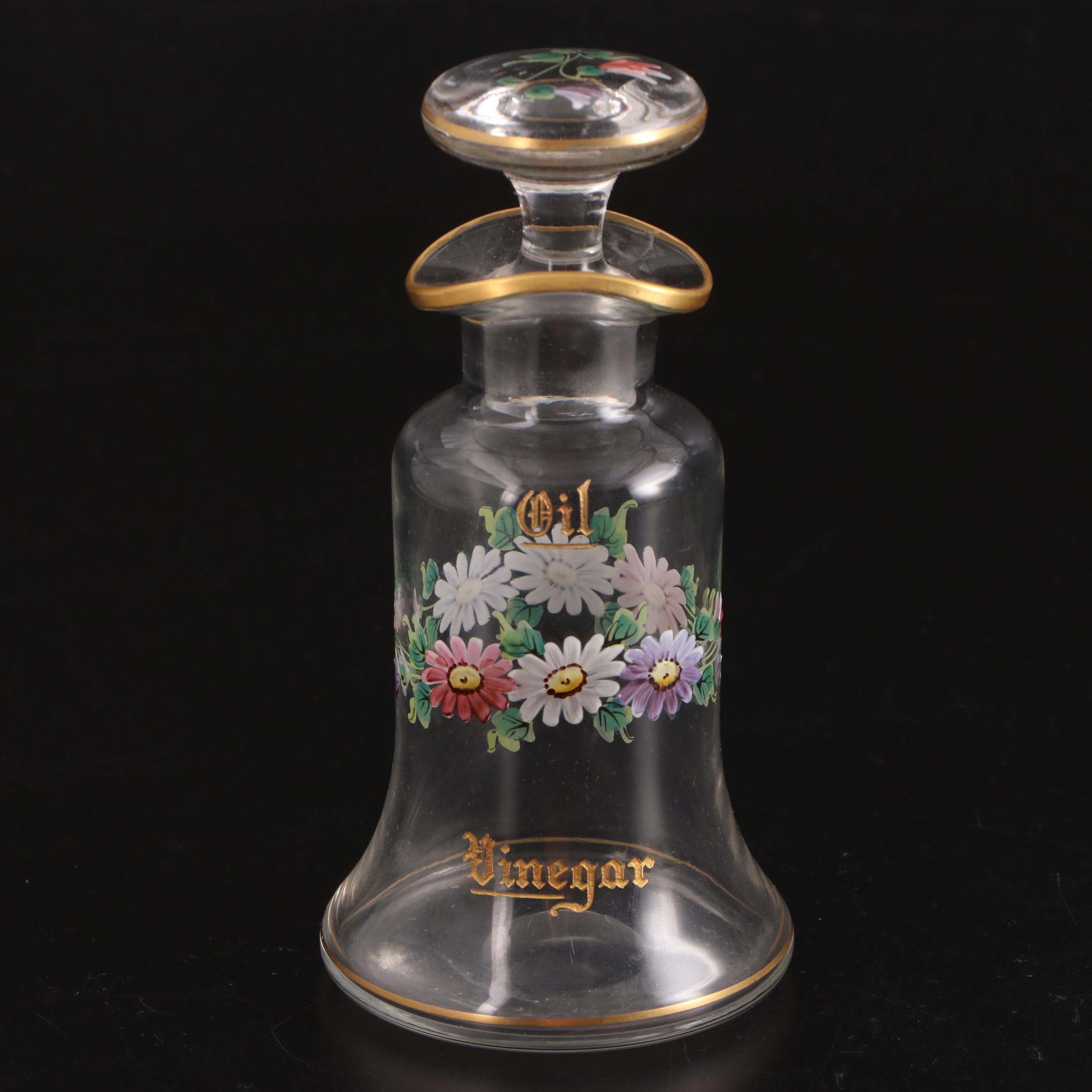 Floral Motif Painted Glass Table Accessories