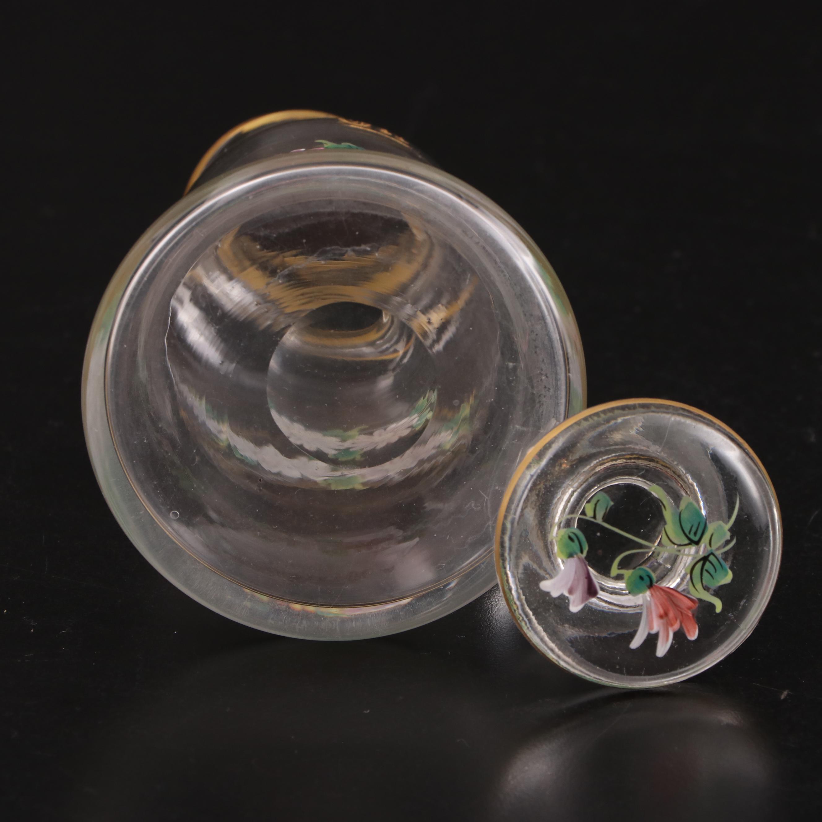 Floral Motif Painted Glass Table Accessories