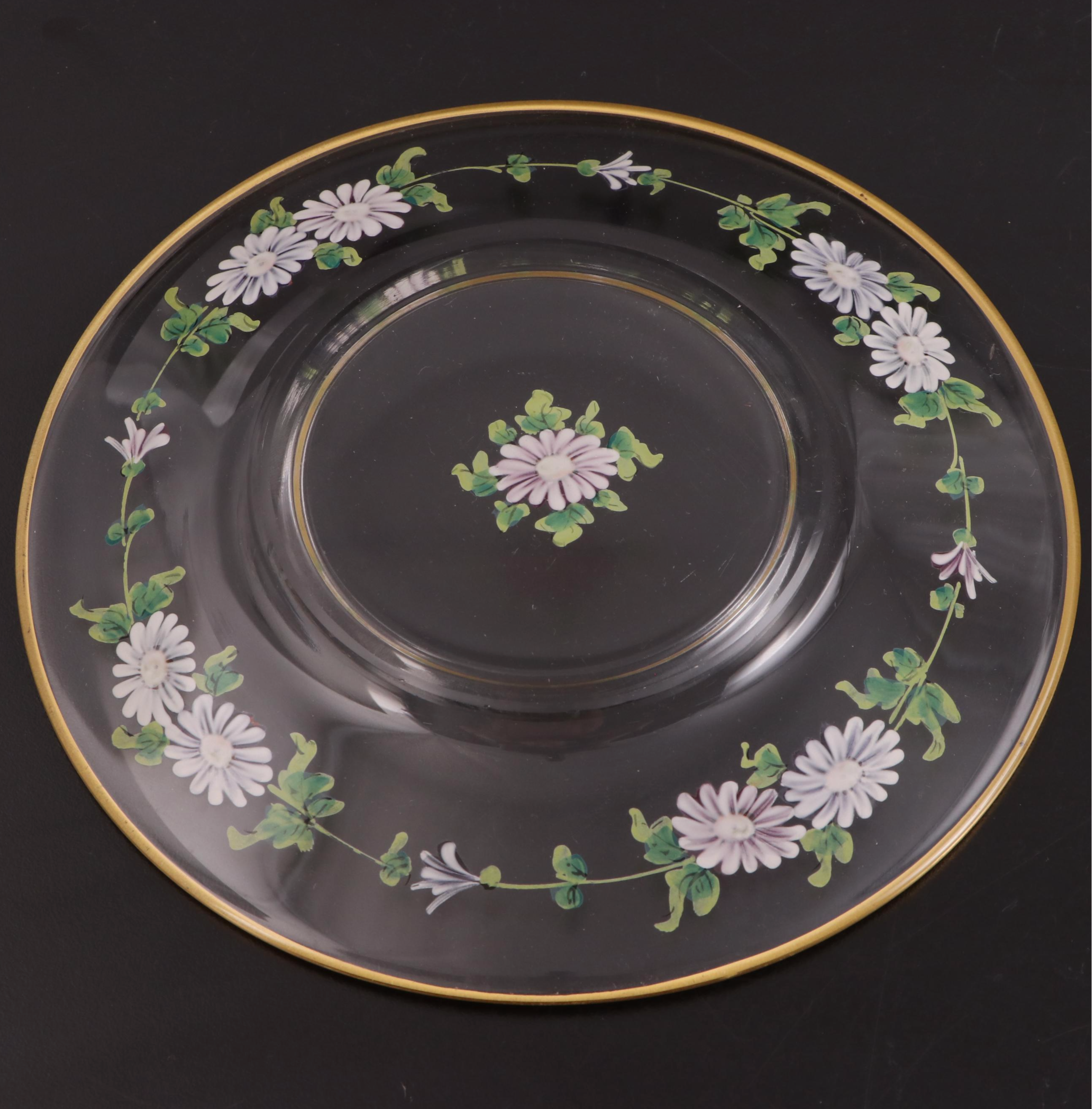 Floral Motif Painted Glass Table Accessories