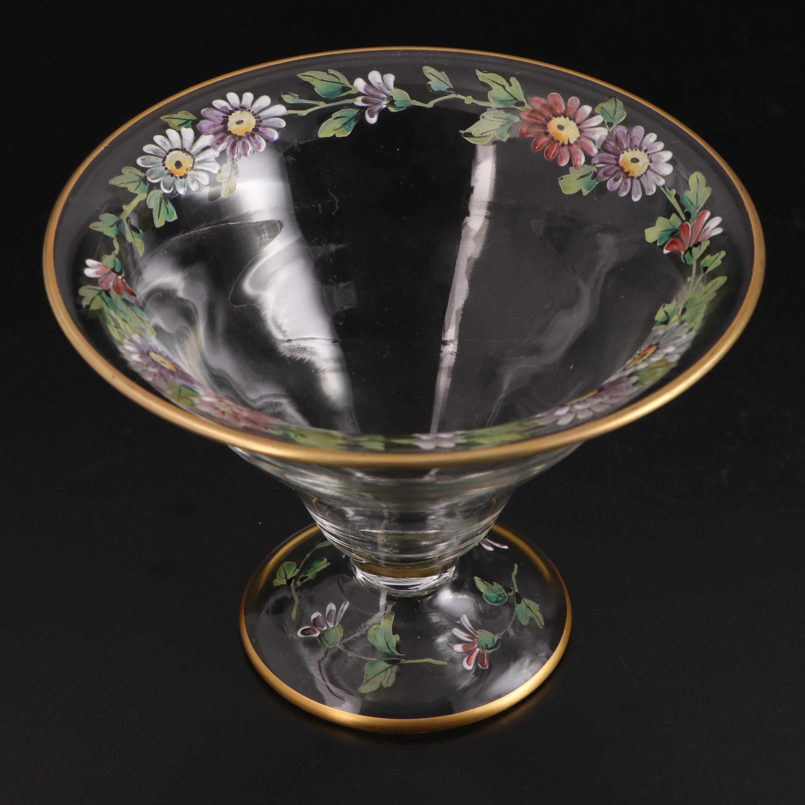 Floral Motif Painted Glass Table Accessories