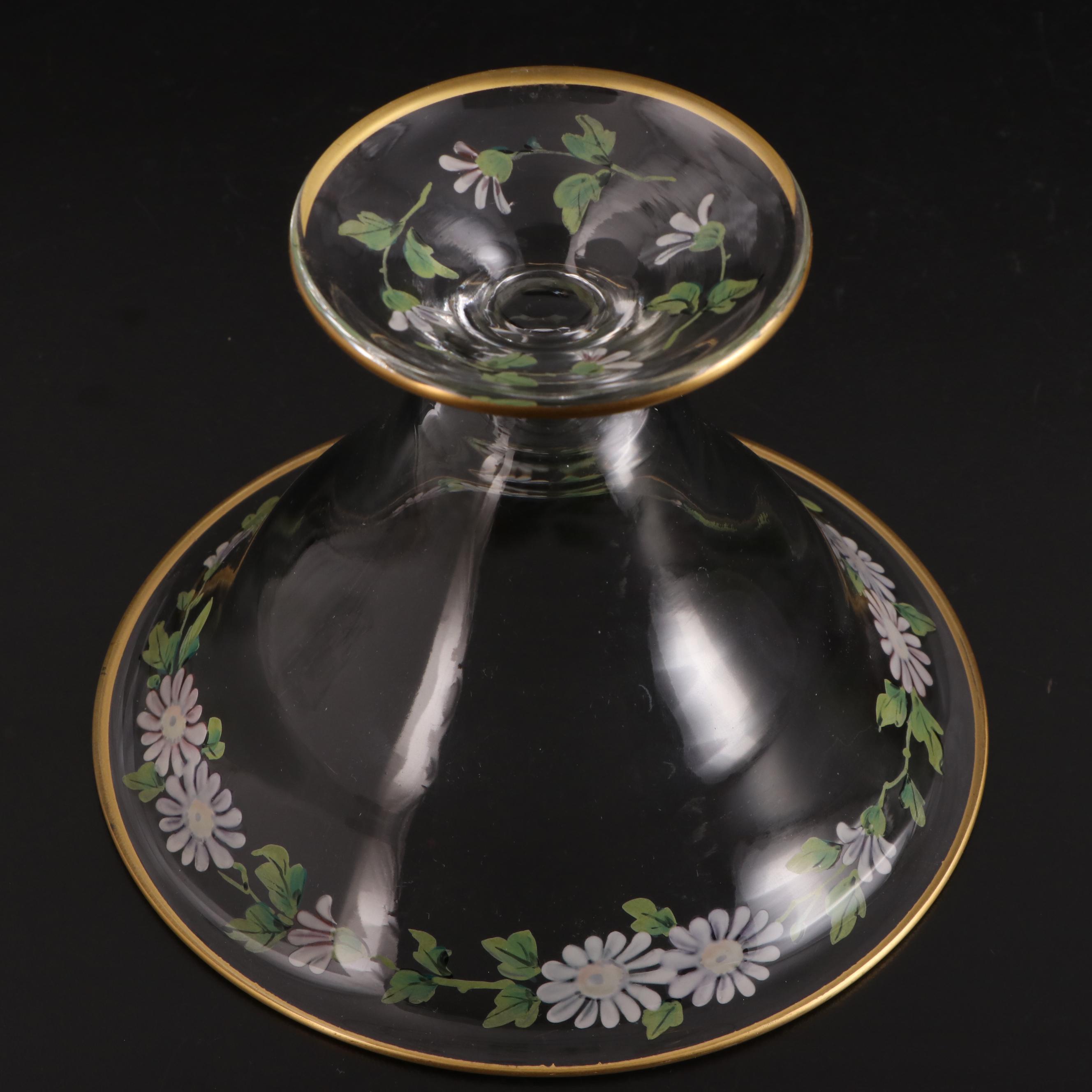 Floral Motif Painted Glass Table Accessories