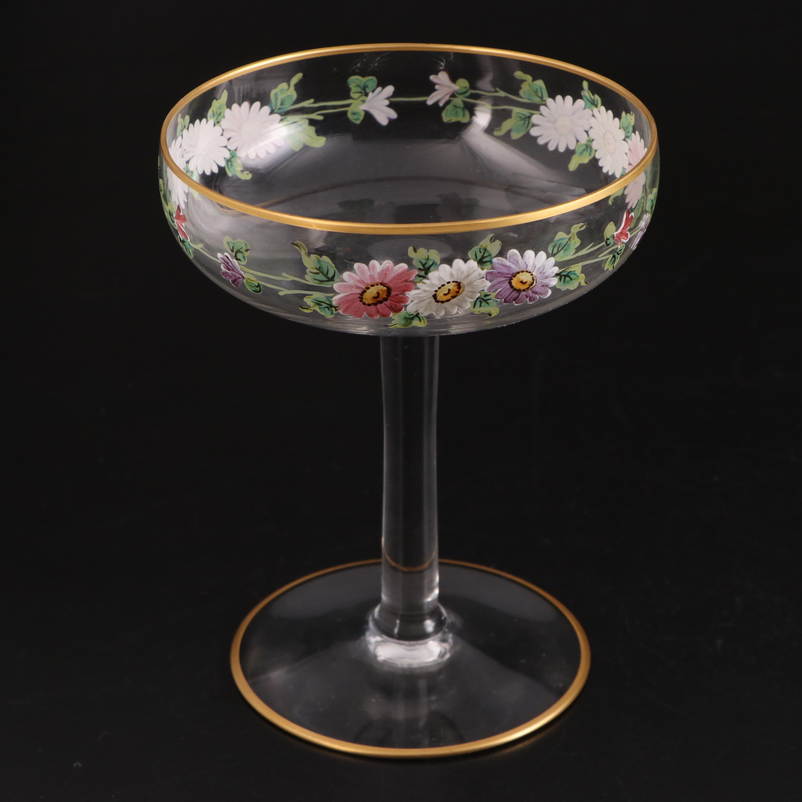 Floral Motif Painted Glass Table Accessories