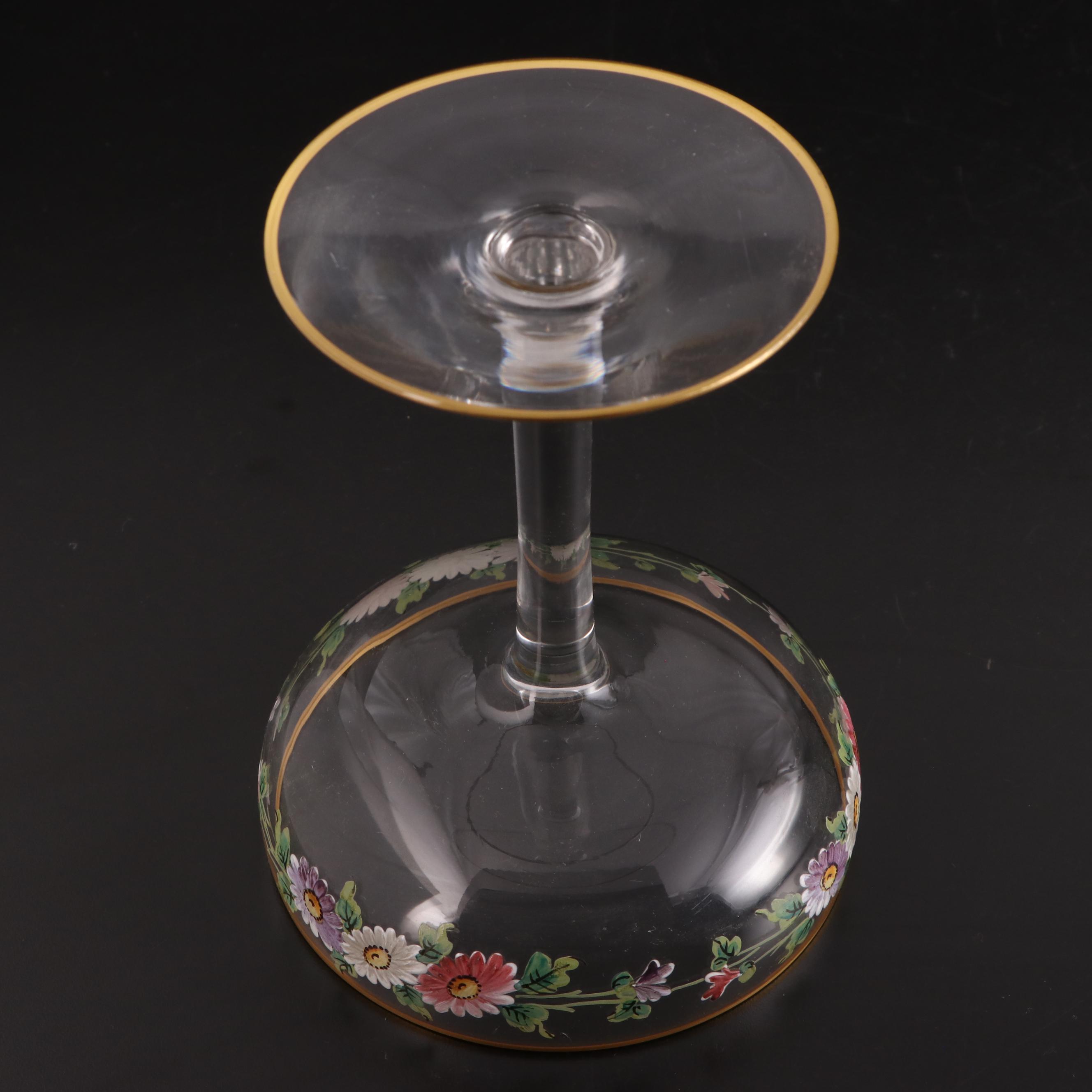 Floral Motif Painted Glass Table Accessories