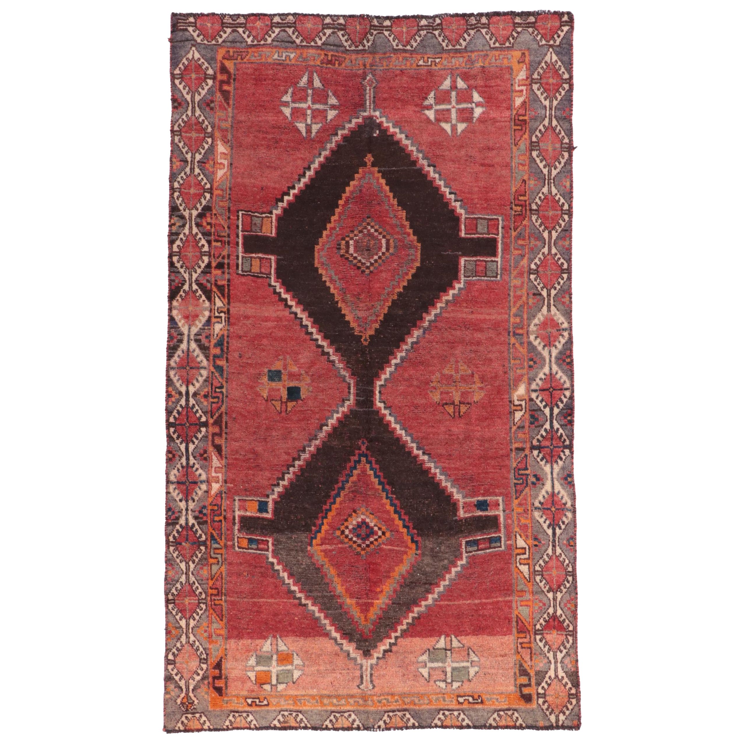 4'4 x 7'8 Hand-Knotted Persian Kurdish Area Rug