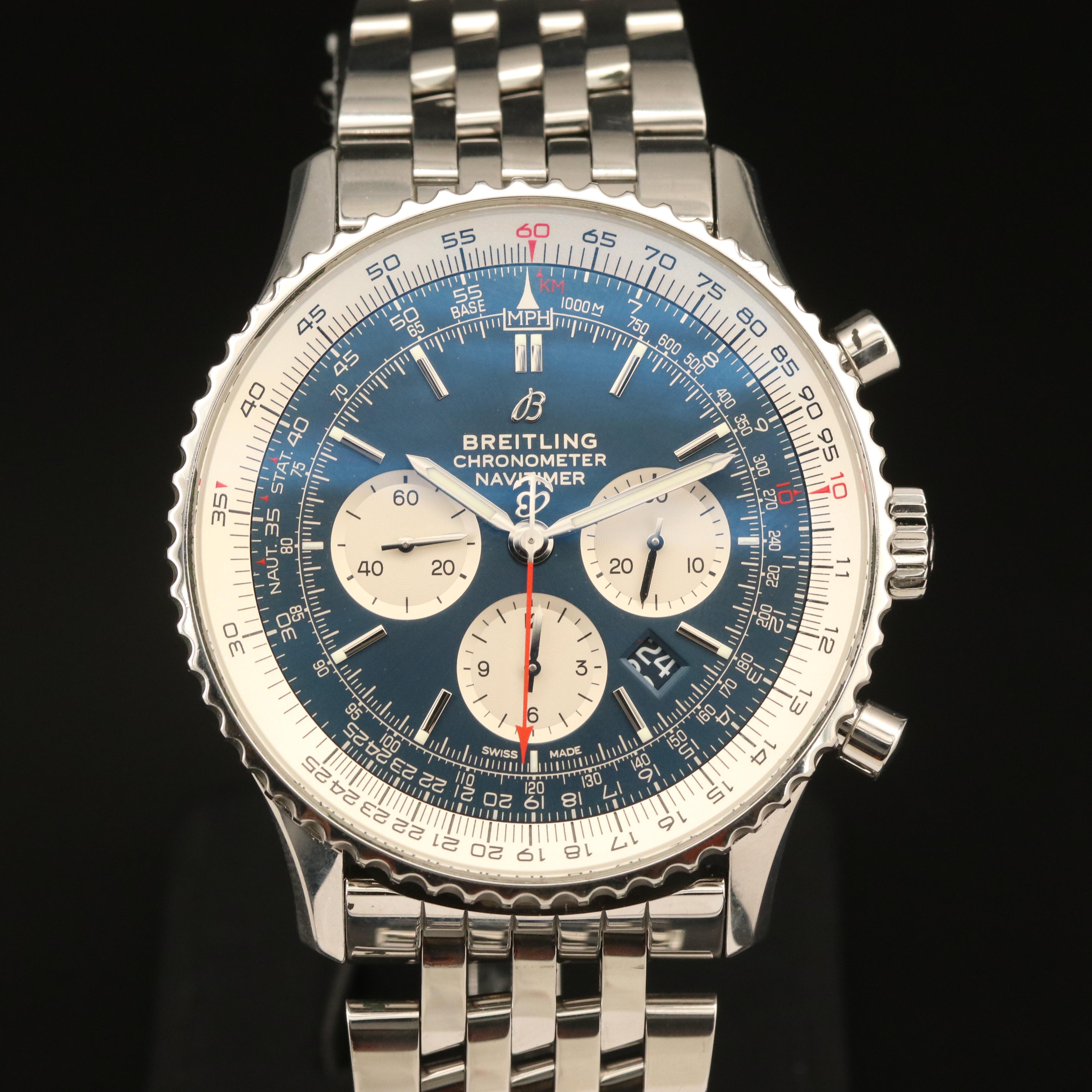 Breitling Navitimer B01 46mm Chronograph Blue Dial Steel Watch