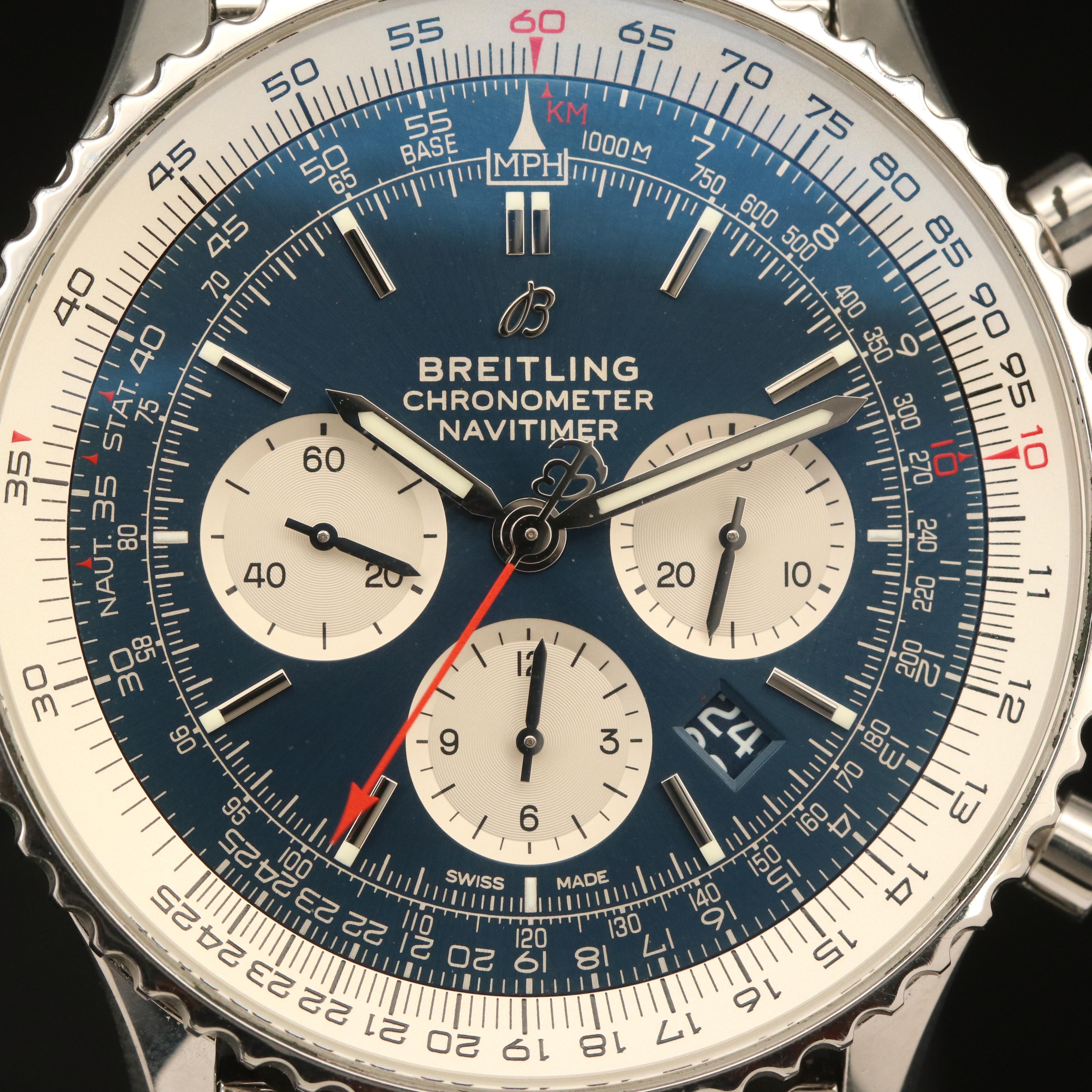 Breitling Navitimer B01 46mm Chronograph Blue Dial Steel Watch