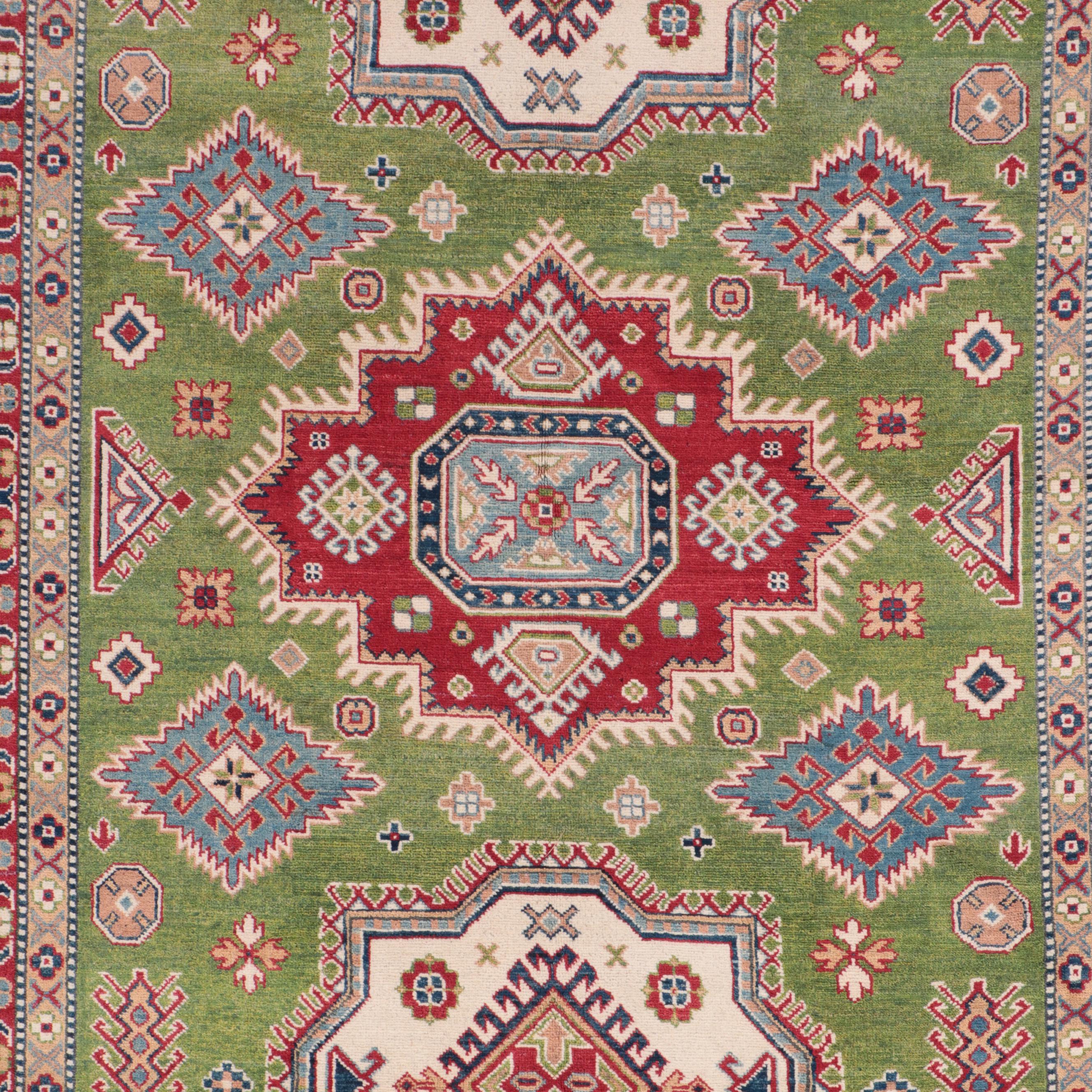 6'8 x 9'11 Hand-Knotted Pakistani Kazak Area Rug