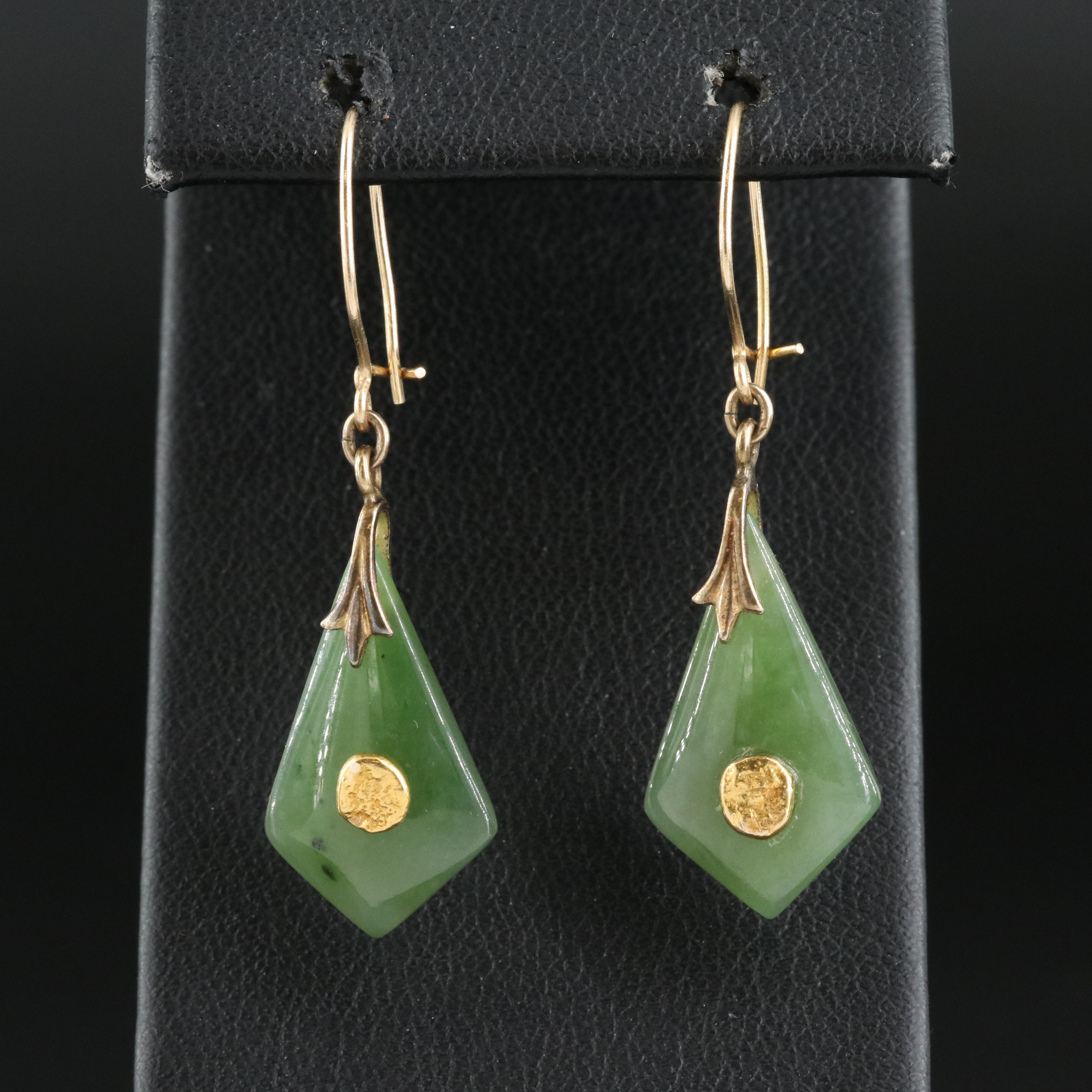 14K and 10K Nephrite Earrings