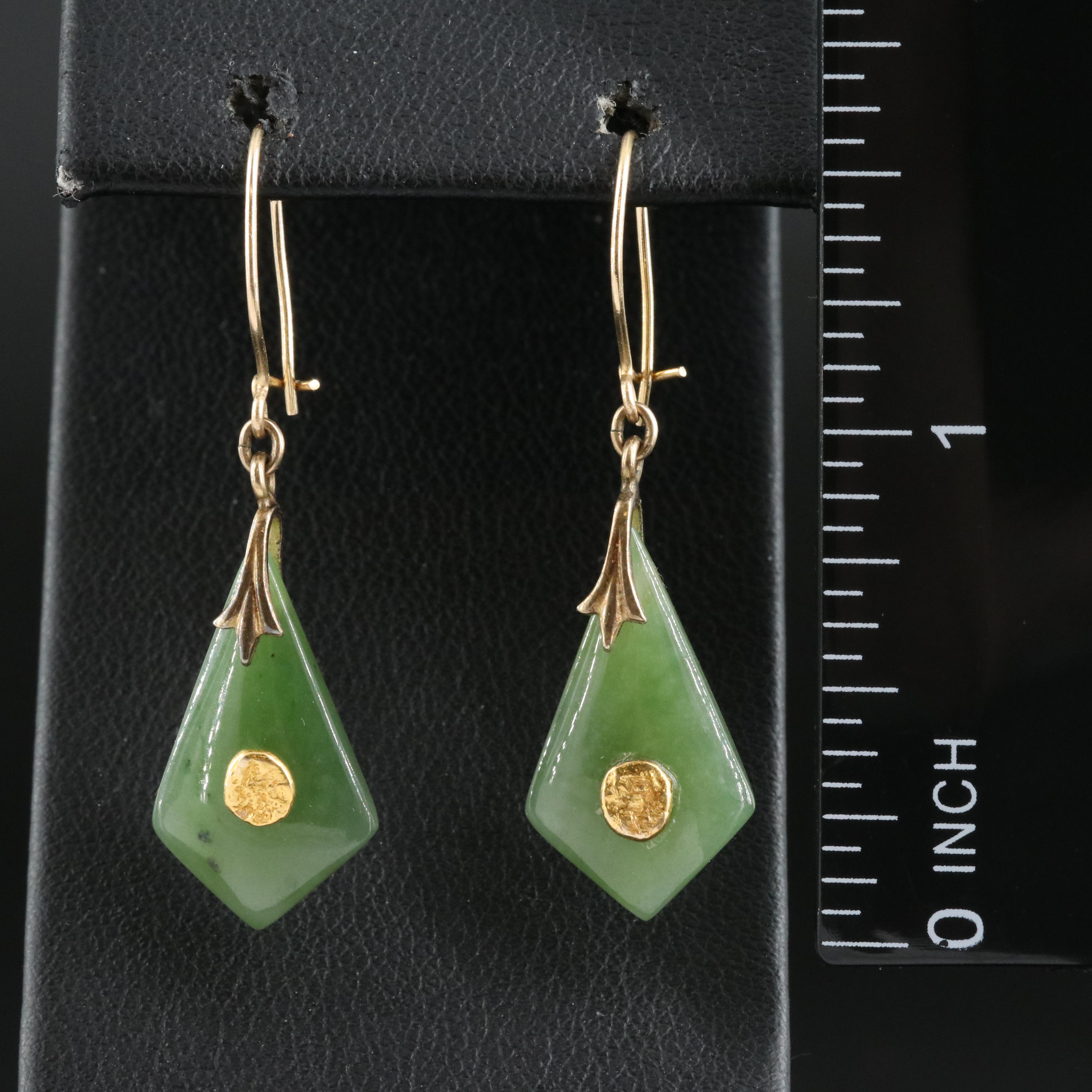 14K and 10K Nephrite Earrings