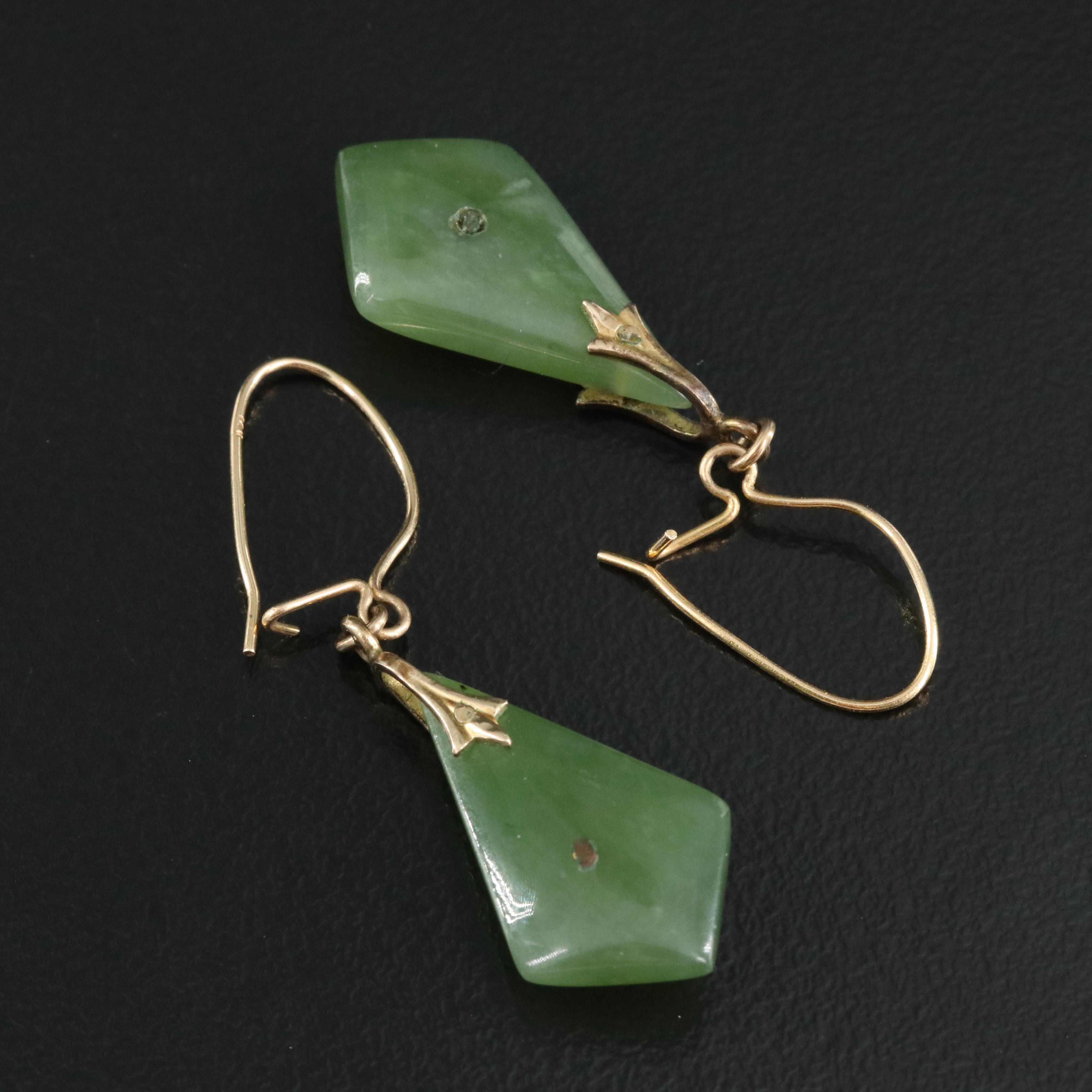 14K and 10K Nephrite Earrings