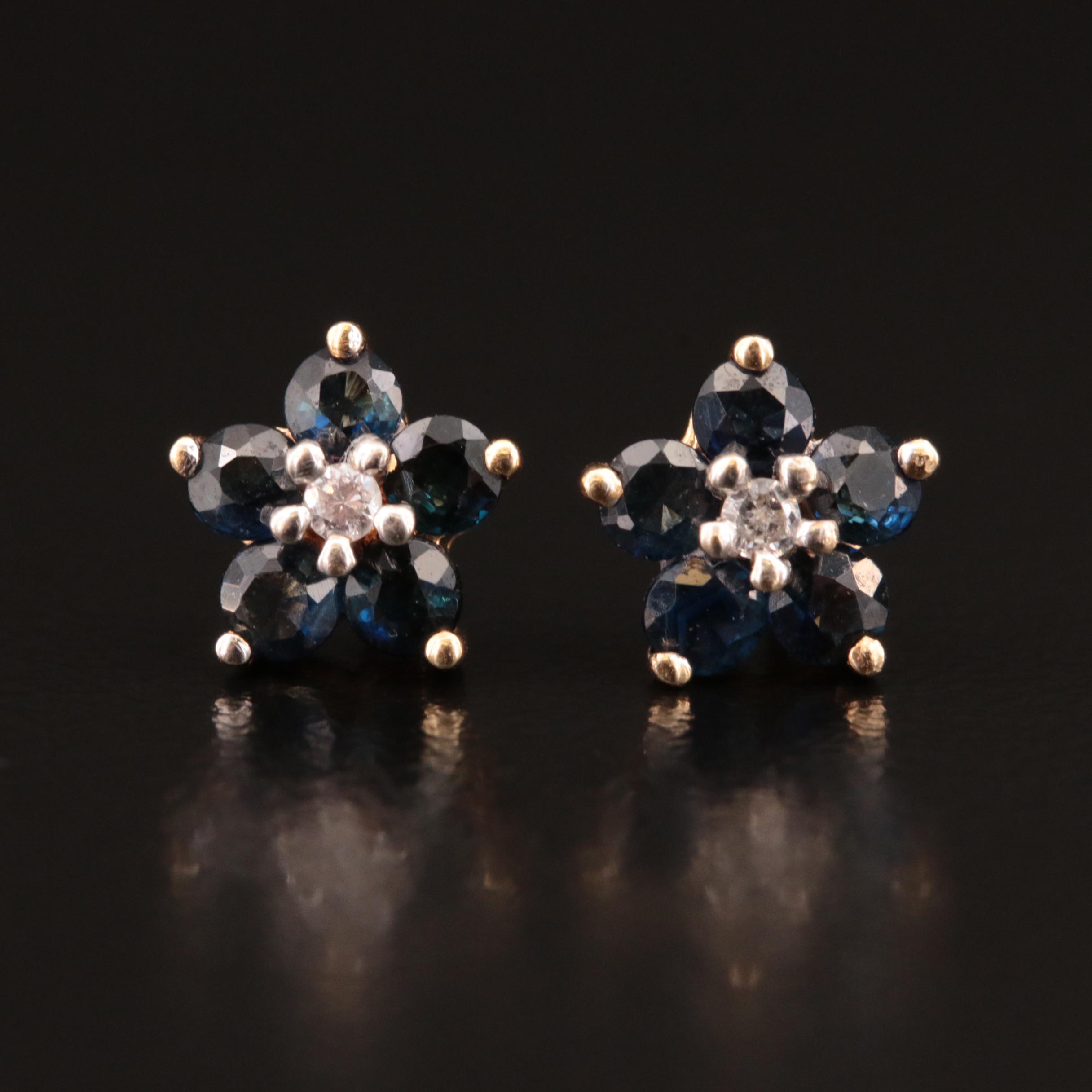 14K Sapphire and Diamond Earrings
