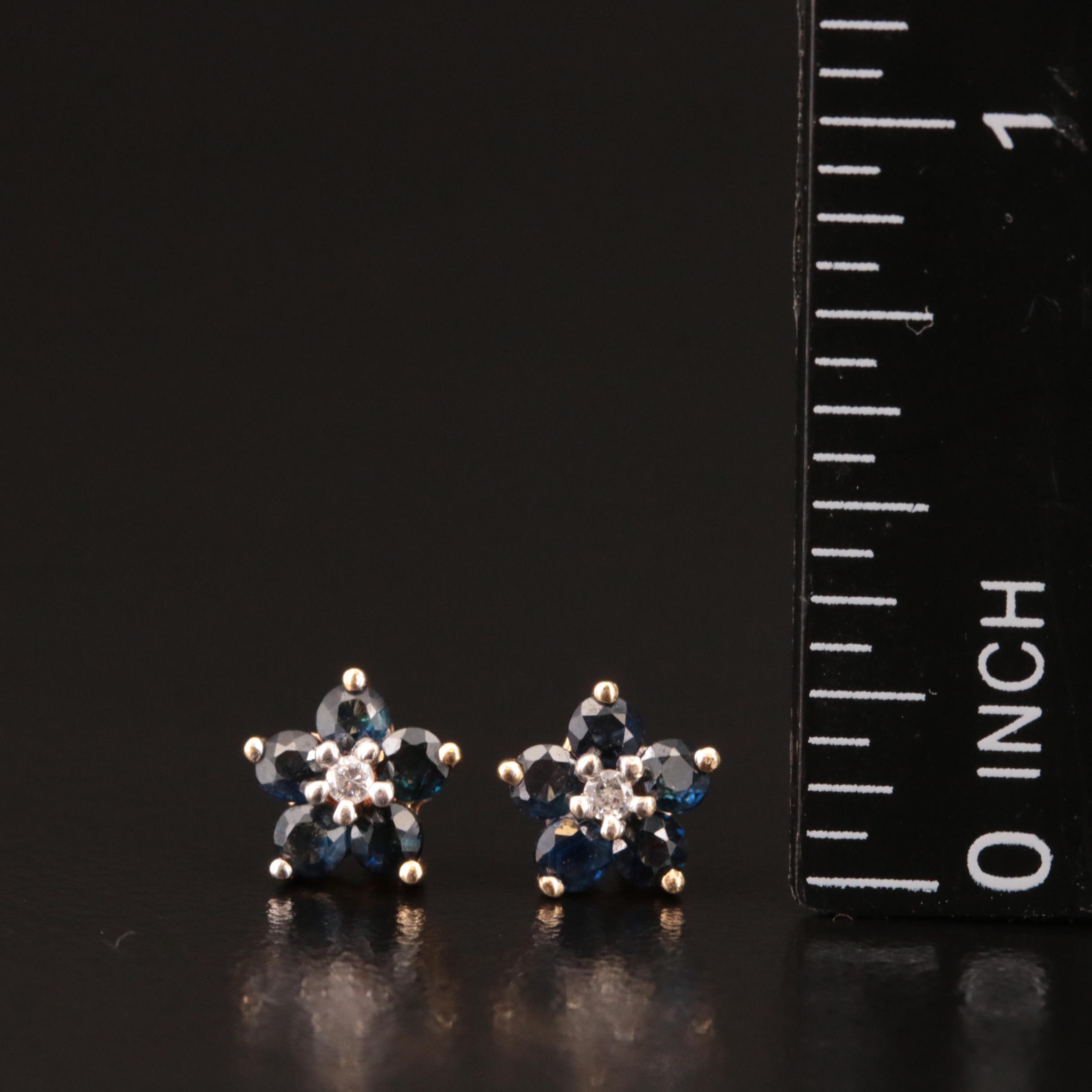 14K Sapphire and Diamond Earrings