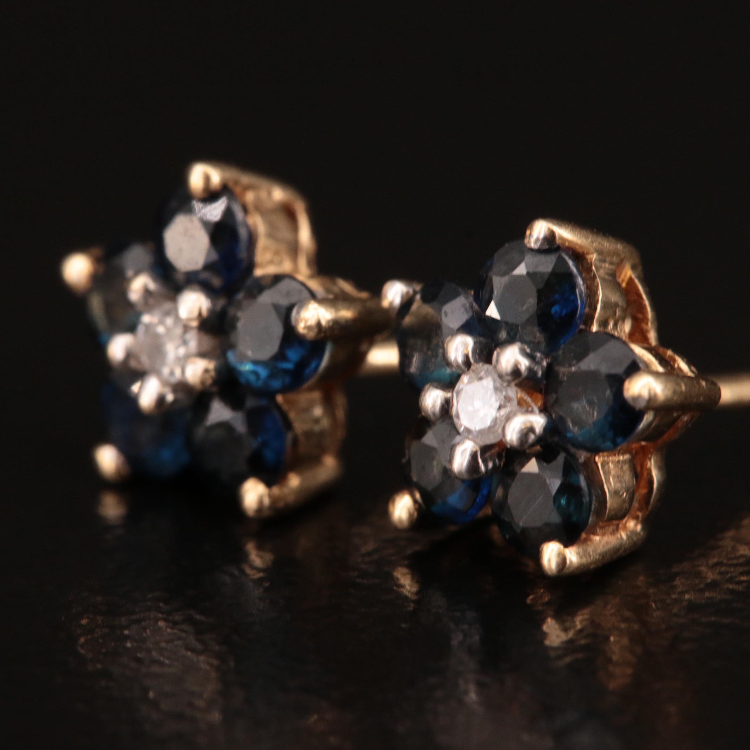 14K Sapphire and Diamond Earrings