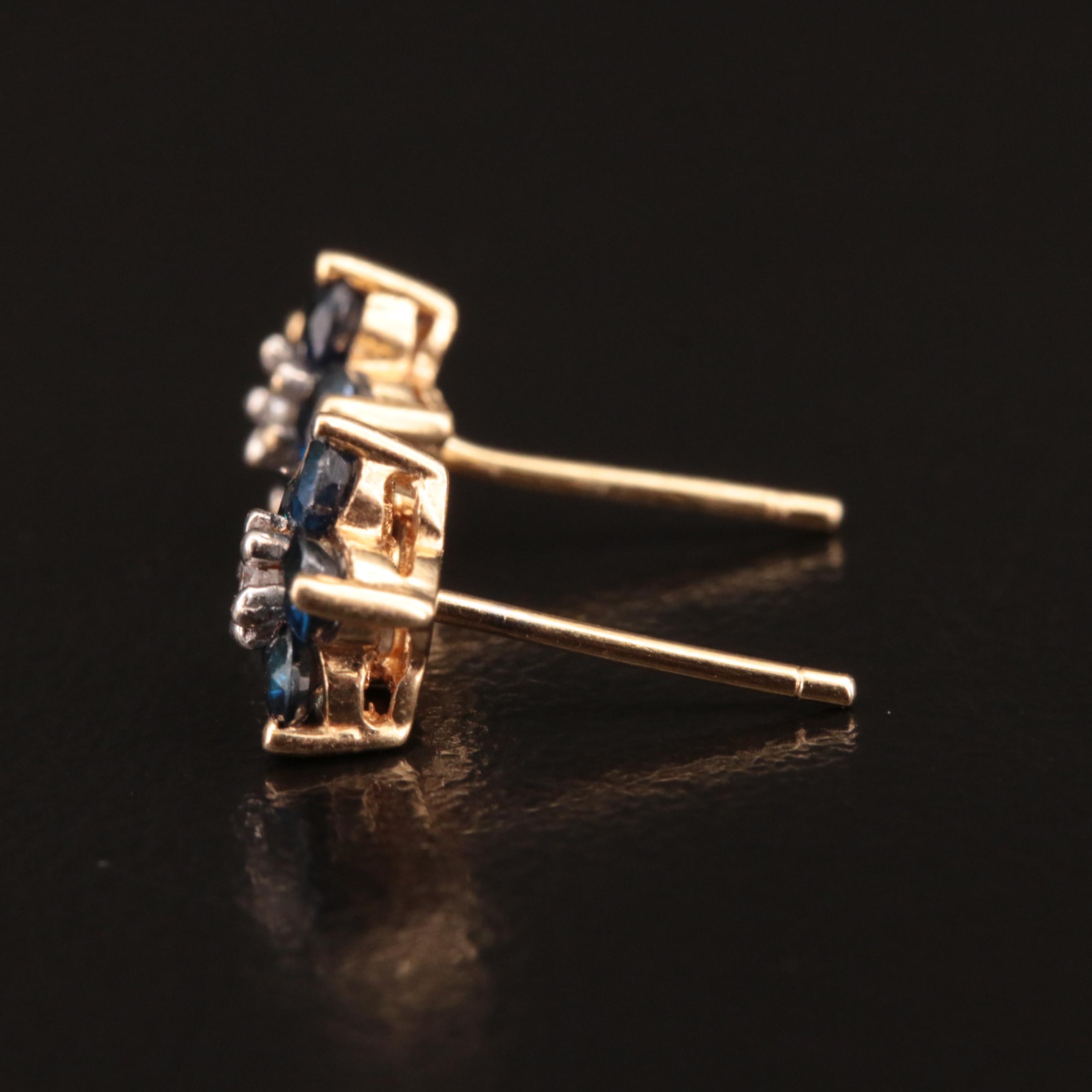 14K Sapphire and Diamond Earrings
