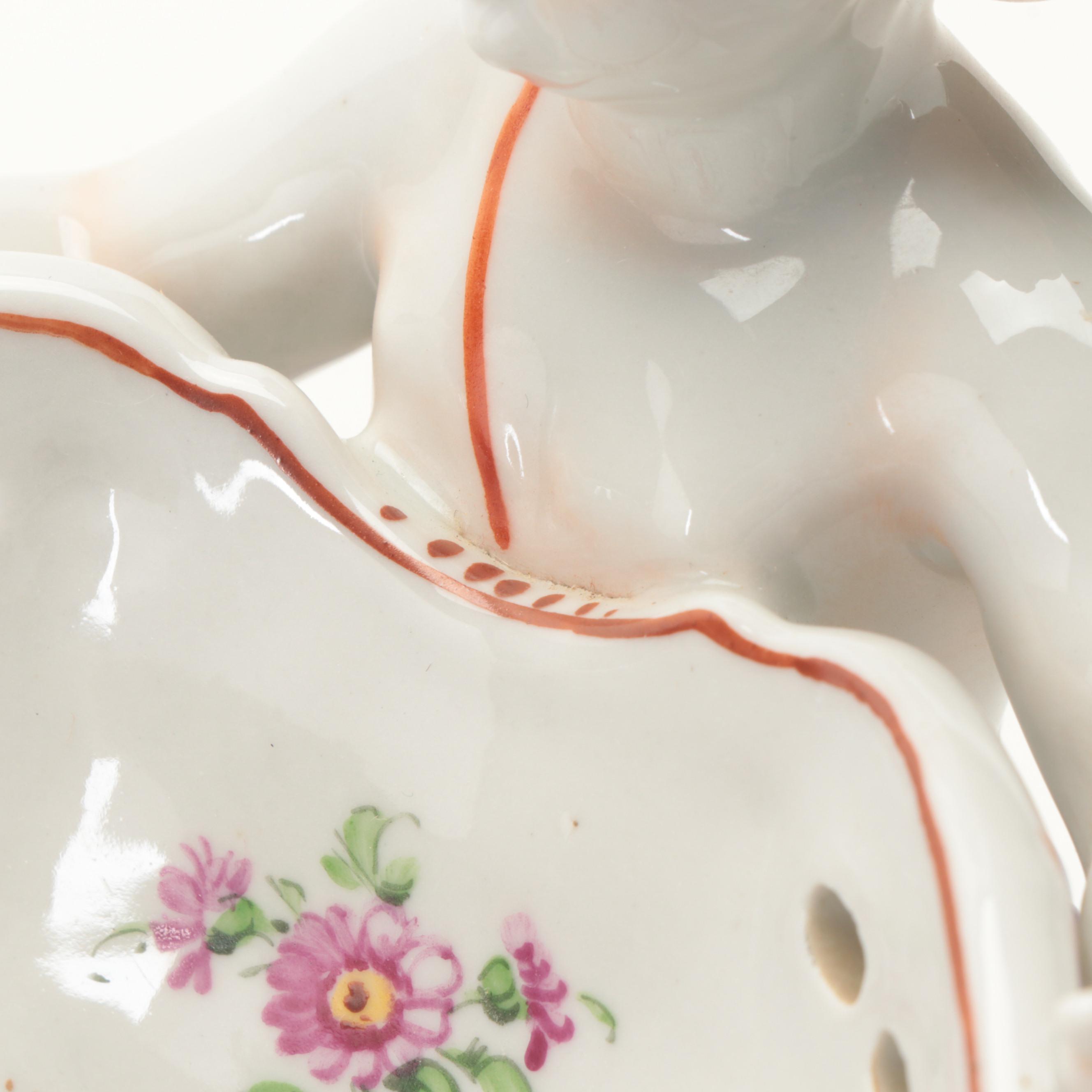 Von Schierholz German Porcelain Centerpiece Bowl with Putti, 1907–1927