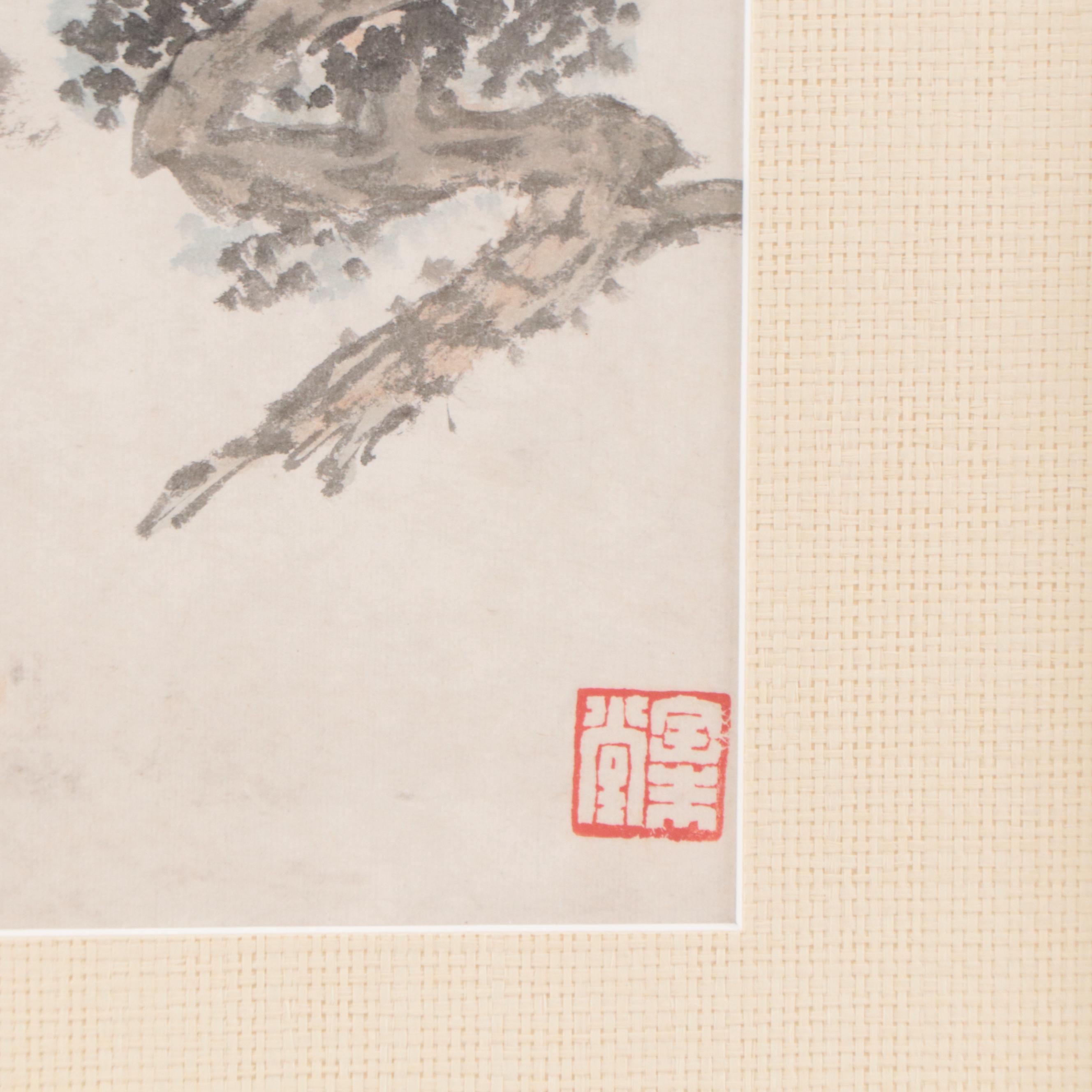 Set of Chinese Watercolor Paintings of Landscapes and Figurative Scenes