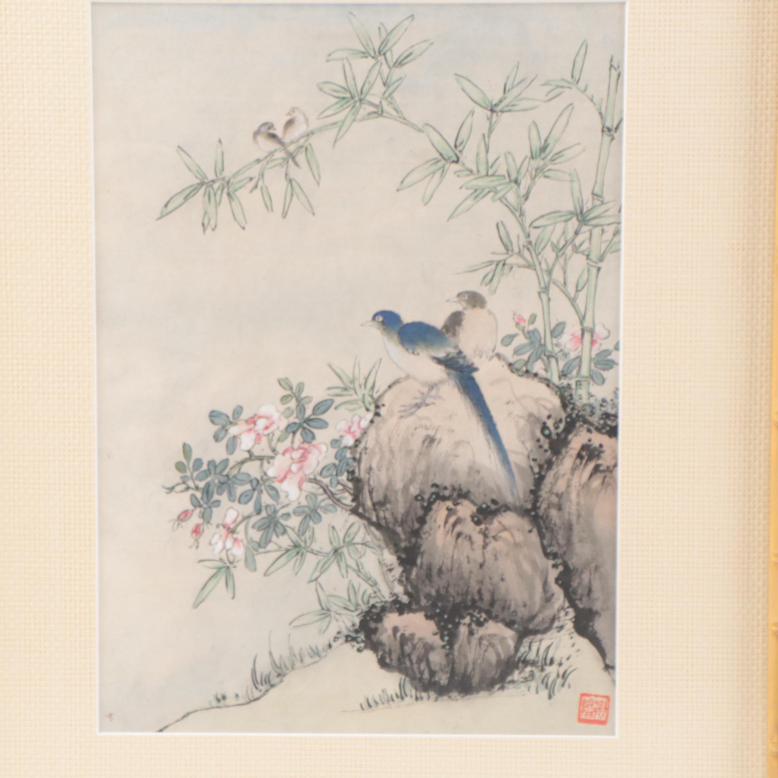 Set of Chinese Watercolor Paintings of Landscapes and Figurative Scenes