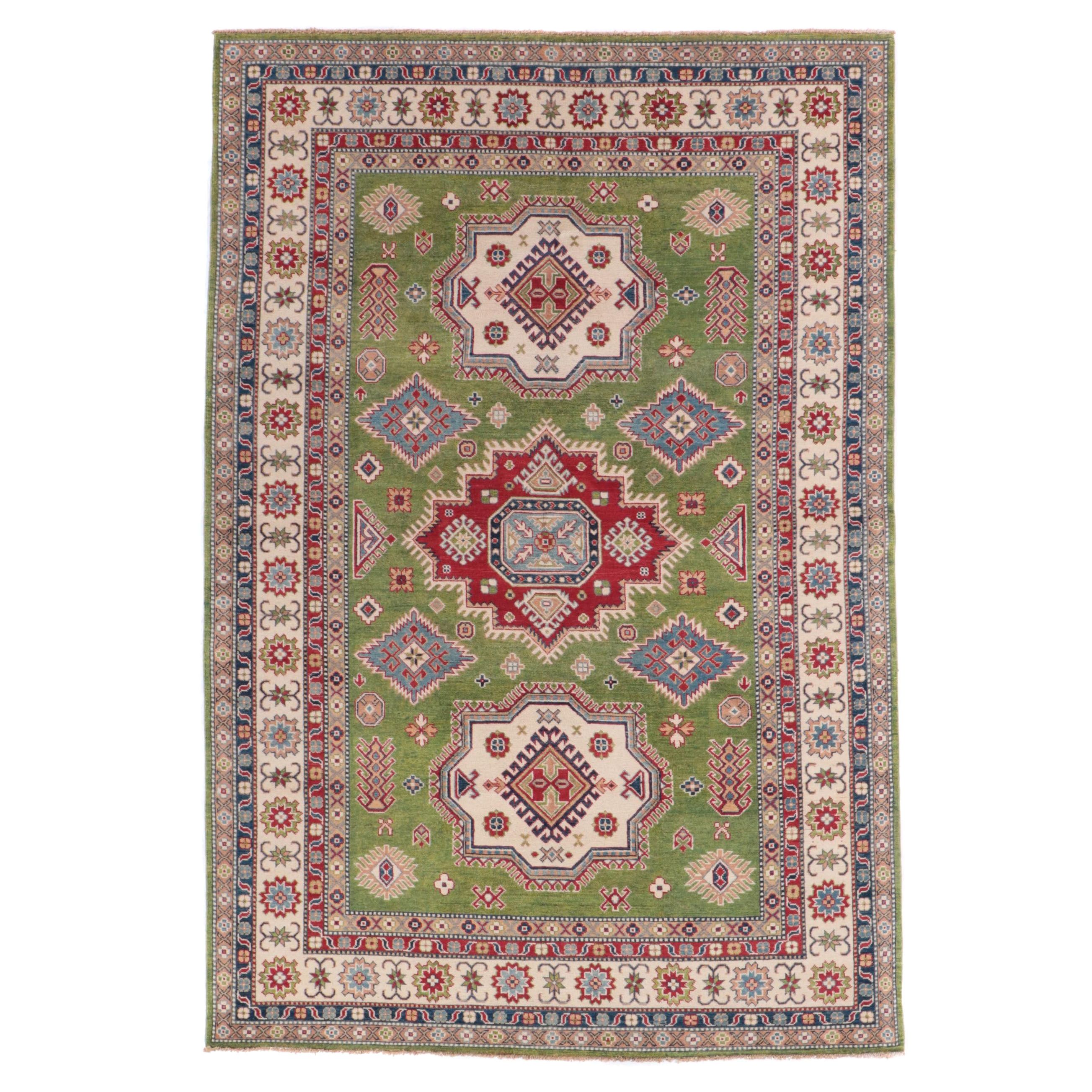 6'8 x 9'11 Hand-Knotted Pakistani Kazak Area Rug