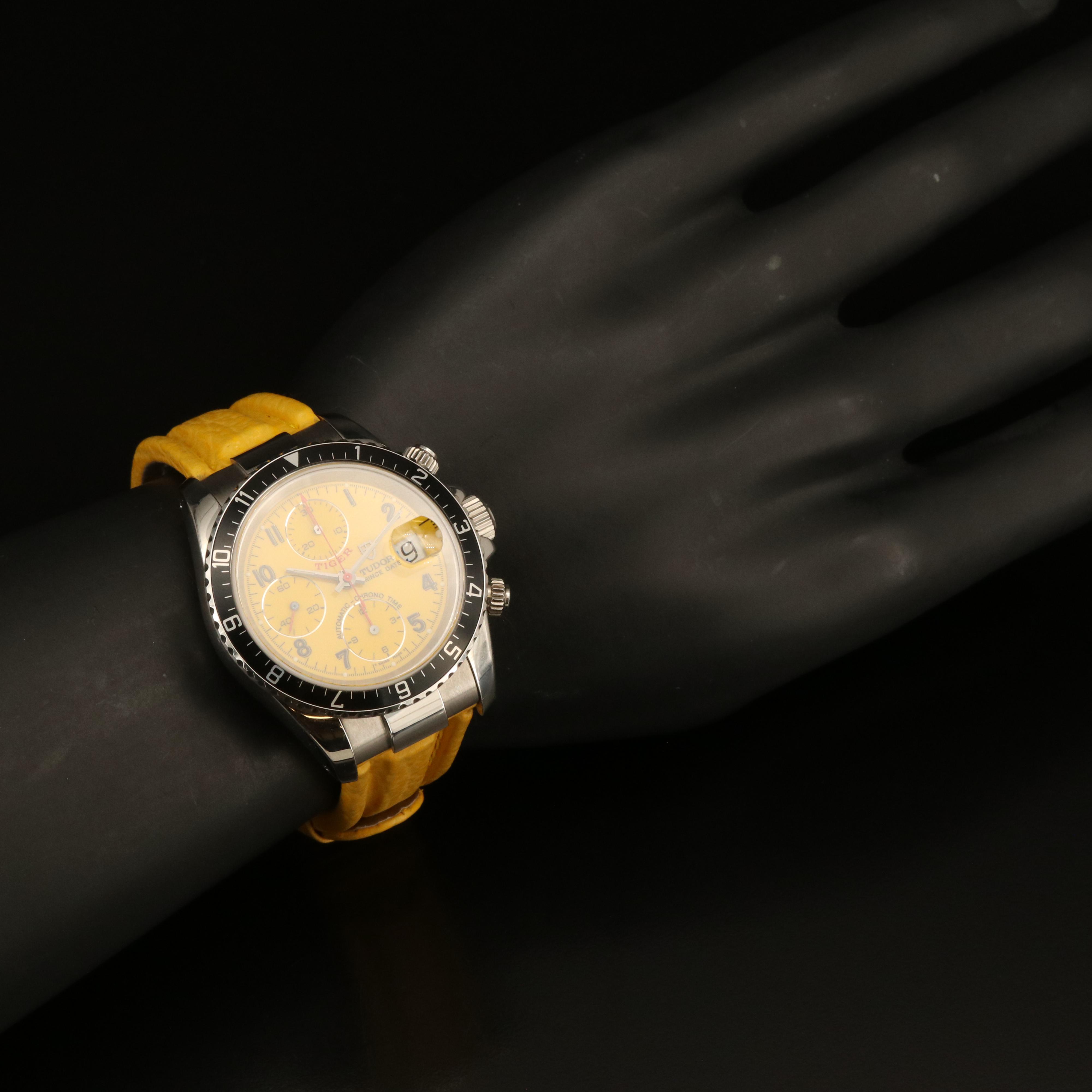 Tudor Tiger Prince Chronograph Date Yellow Dial Steel Automatic Watch