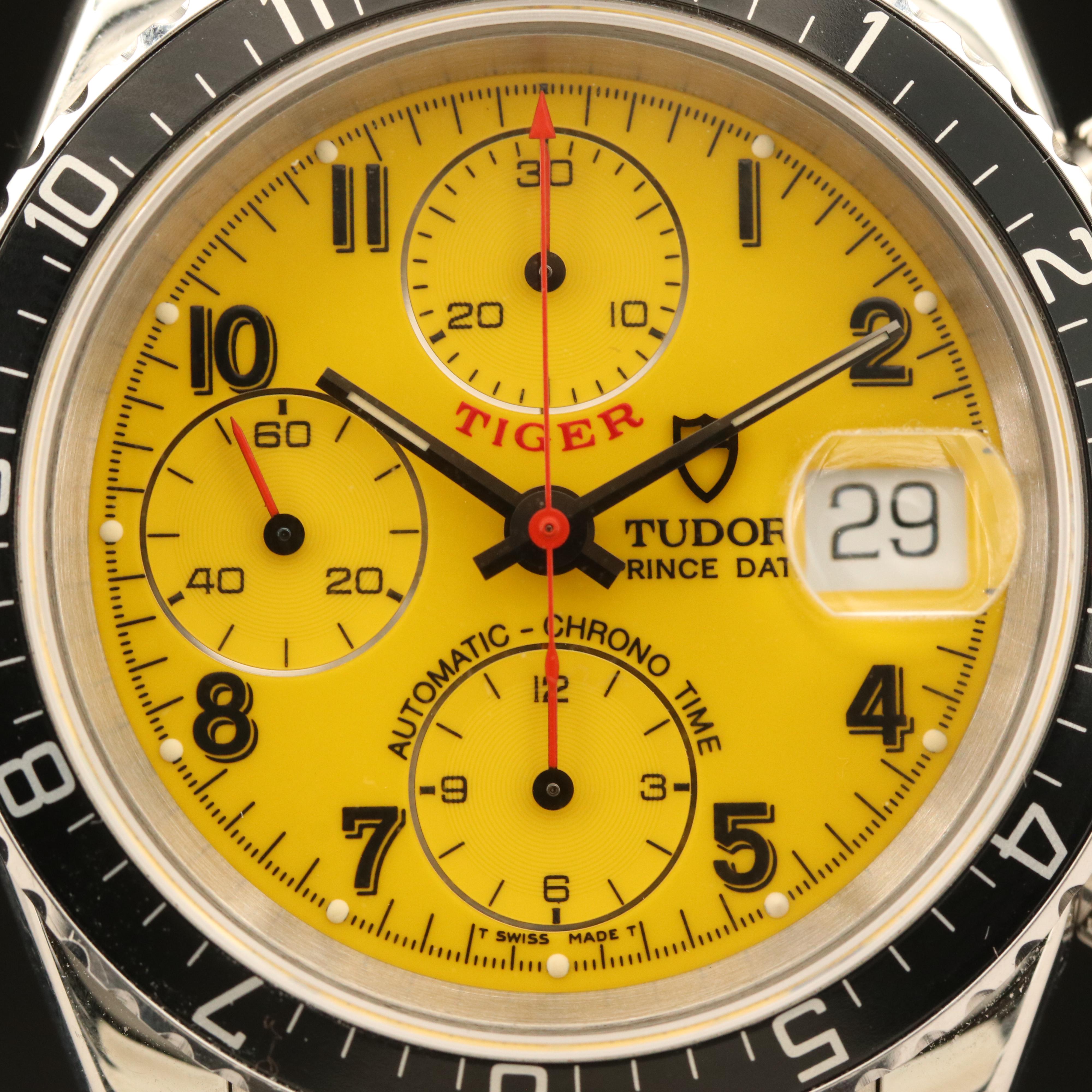 Tudor Tiger Prince Chronograph Date Yellow Dial Steel Automatic Watch