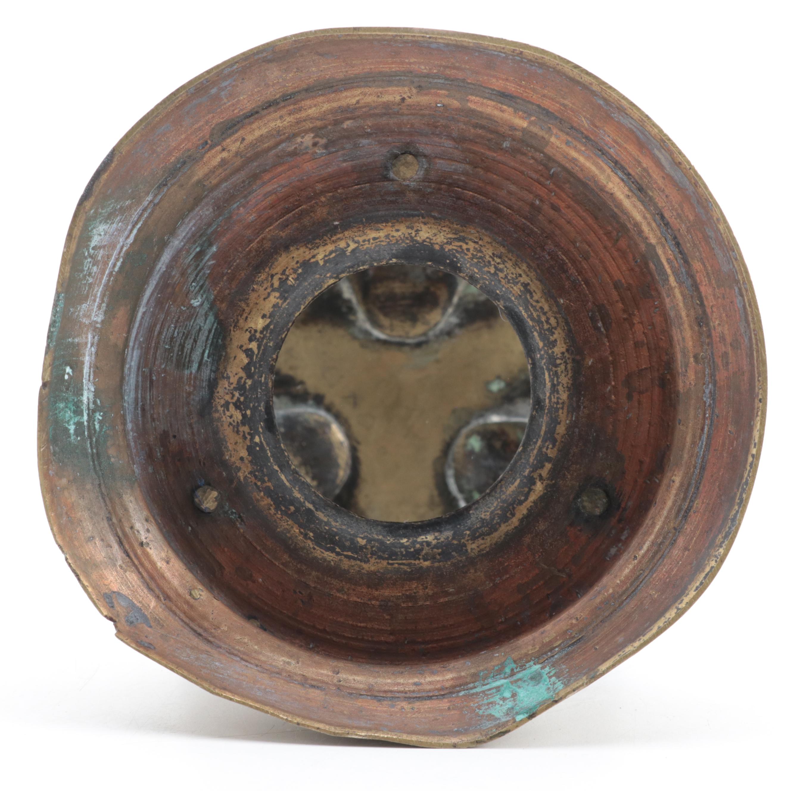 Chinese Hollow Cast Gilt Bronze Vase Stand with Phoenix Supports, Early 20th C