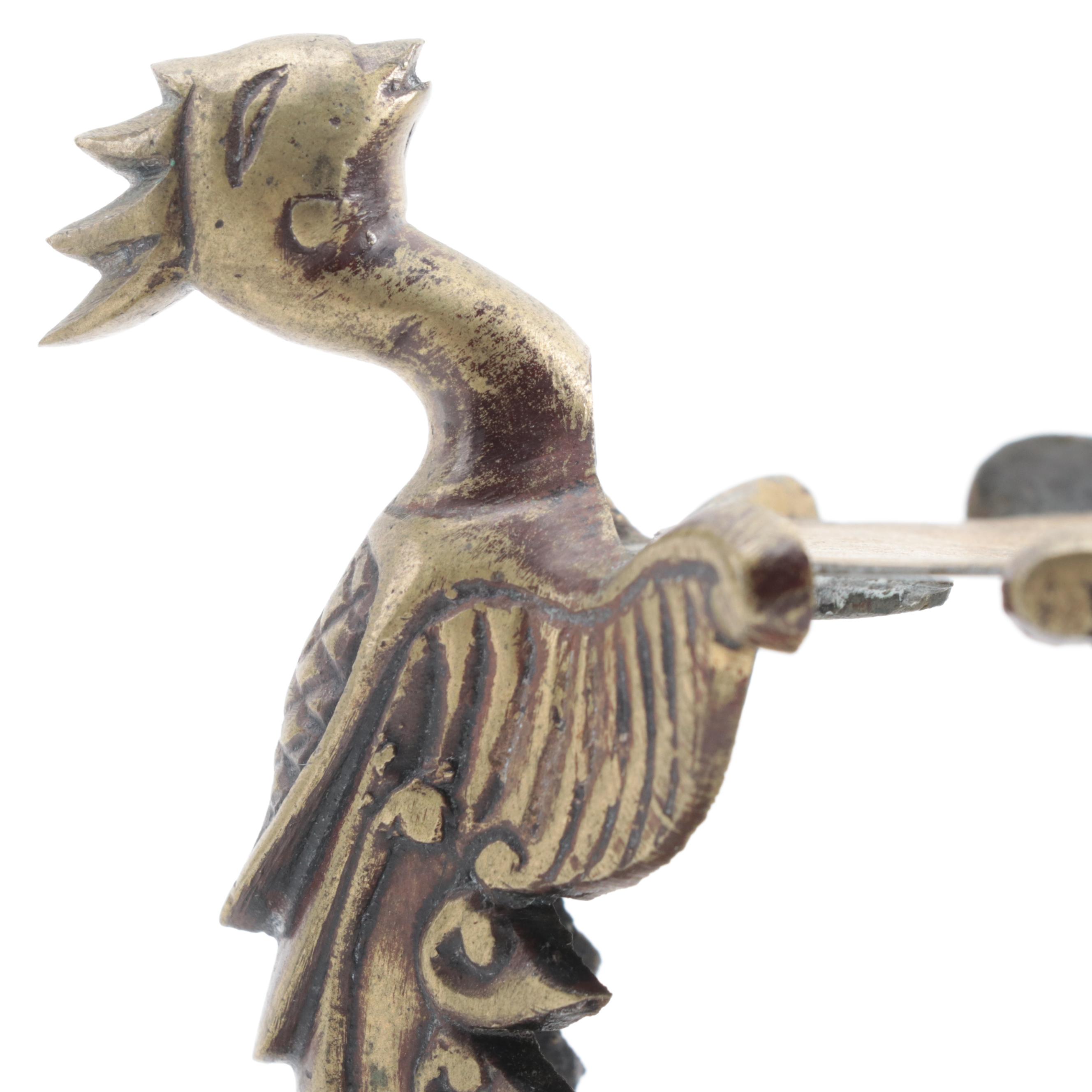 Chinese Hollow Cast Gilt Bronze Vase Stand with Phoenix Supports, Early 20th C