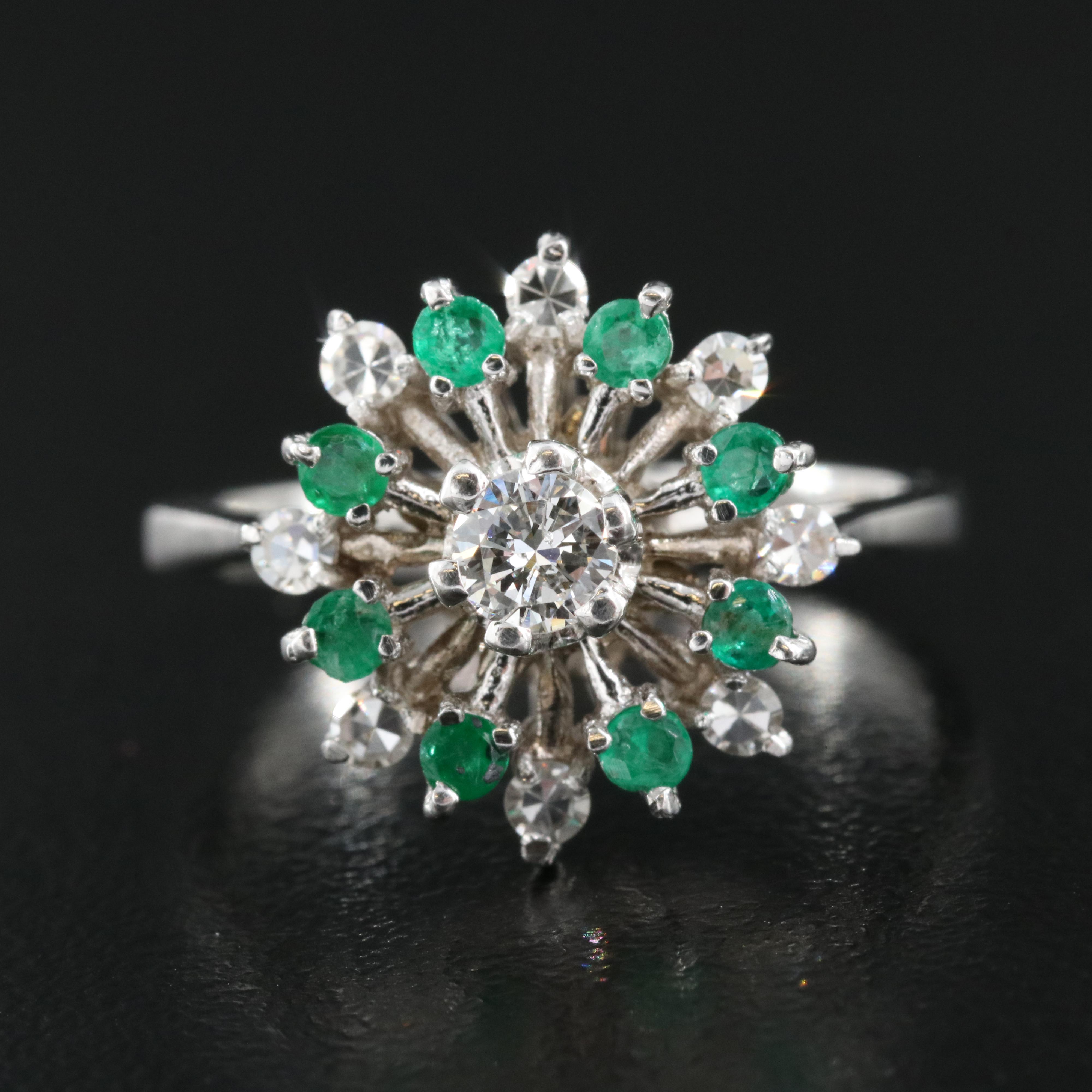 18K 0.33 CTW Diamond and Emerald Ring