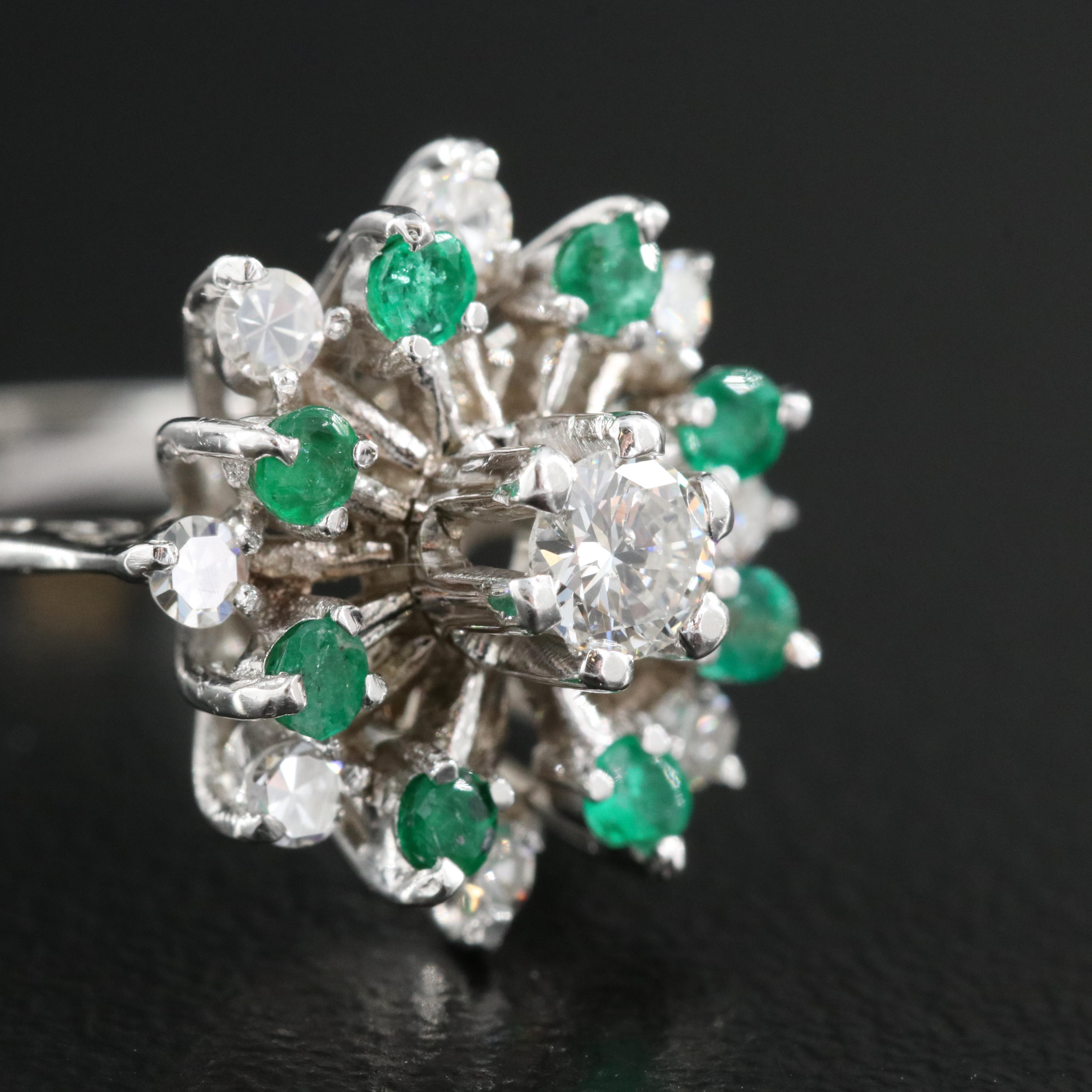 18K 0.33 CTW Diamond and Emerald Ring