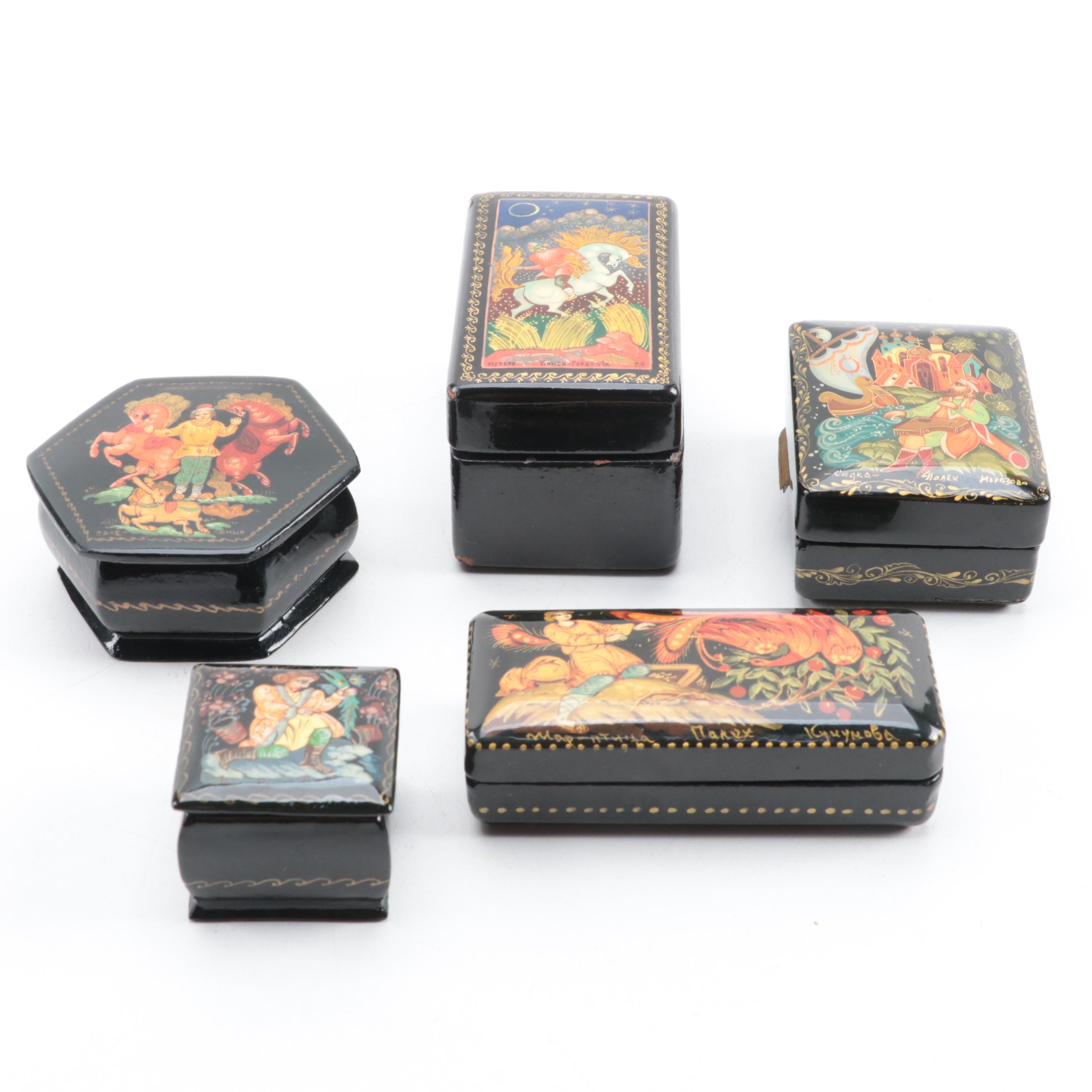 Russian Catching the Firebird and Other Lacquerware Boxes