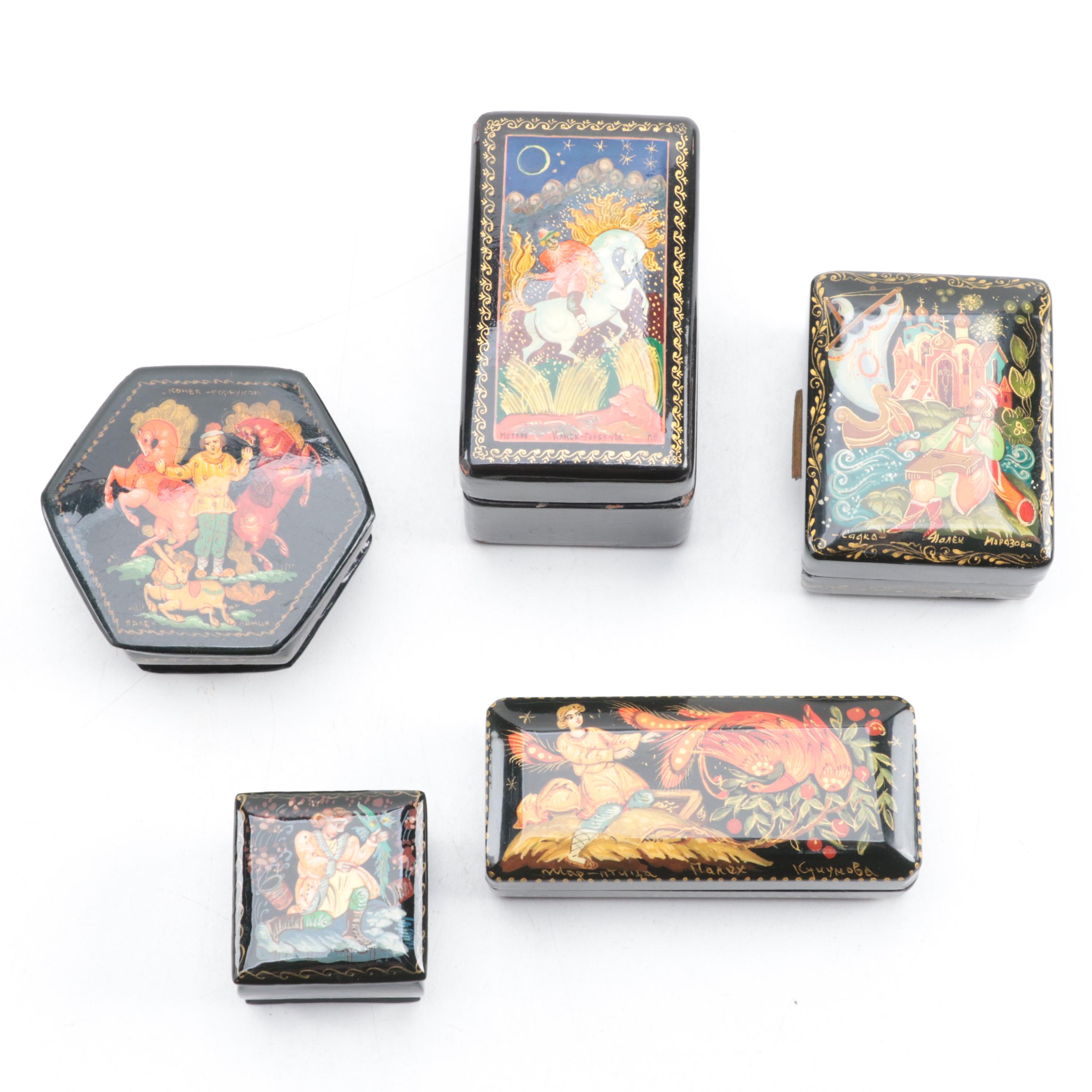 Russian Catching the Firebird and Other Lacquerware Boxes