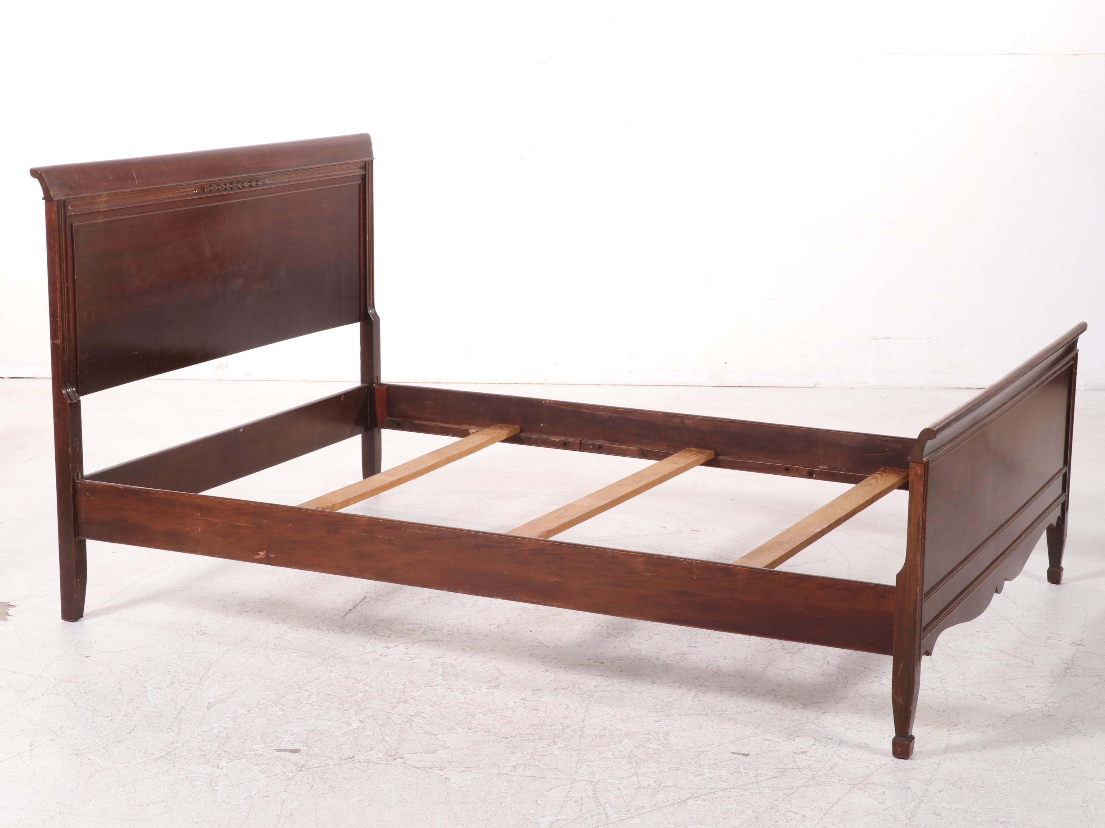 Federal Style Mahogany Full Size Bed Frame and Nightstand