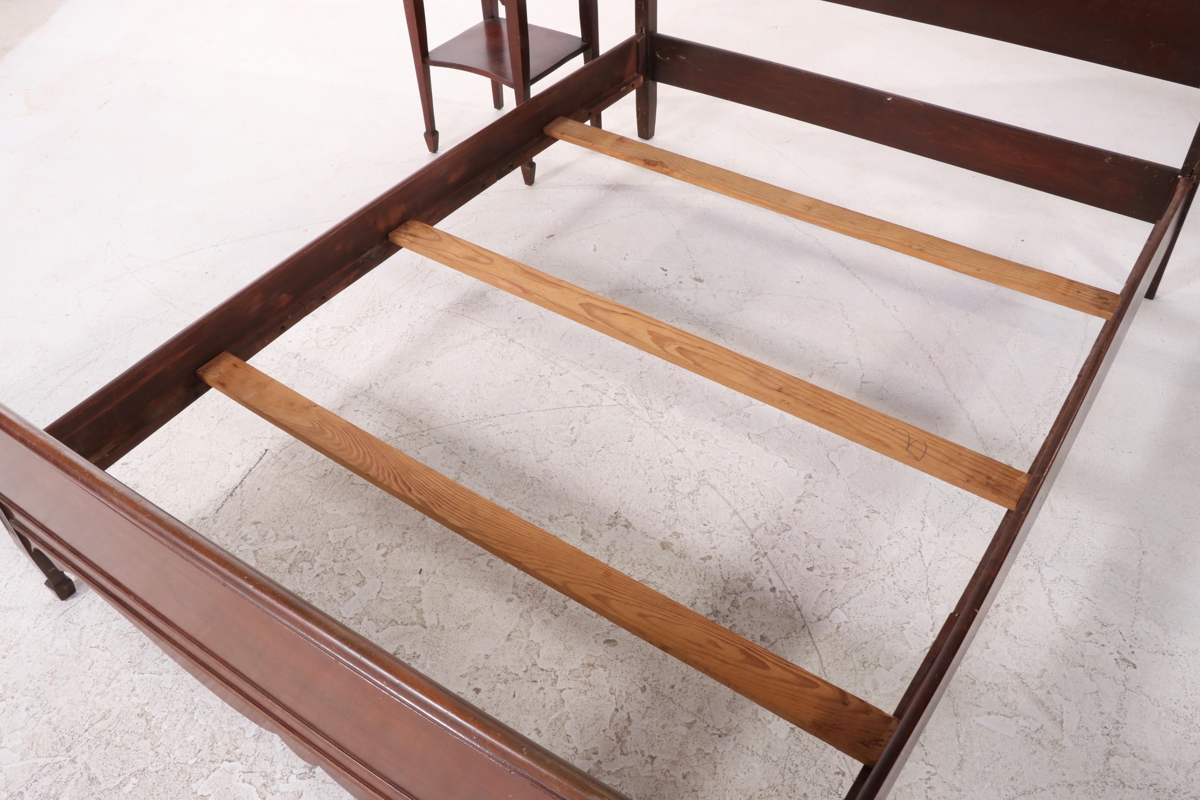 Federal Style Mahogany Full Size Bed Frame and Nightstand