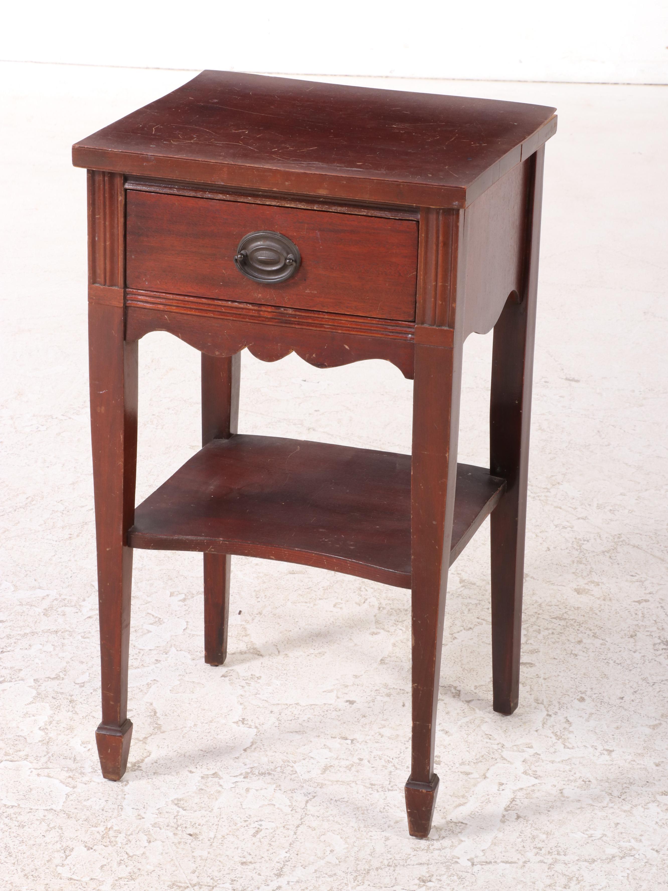 Federal Style Mahogany Full Size Bed Frame and Nightstand