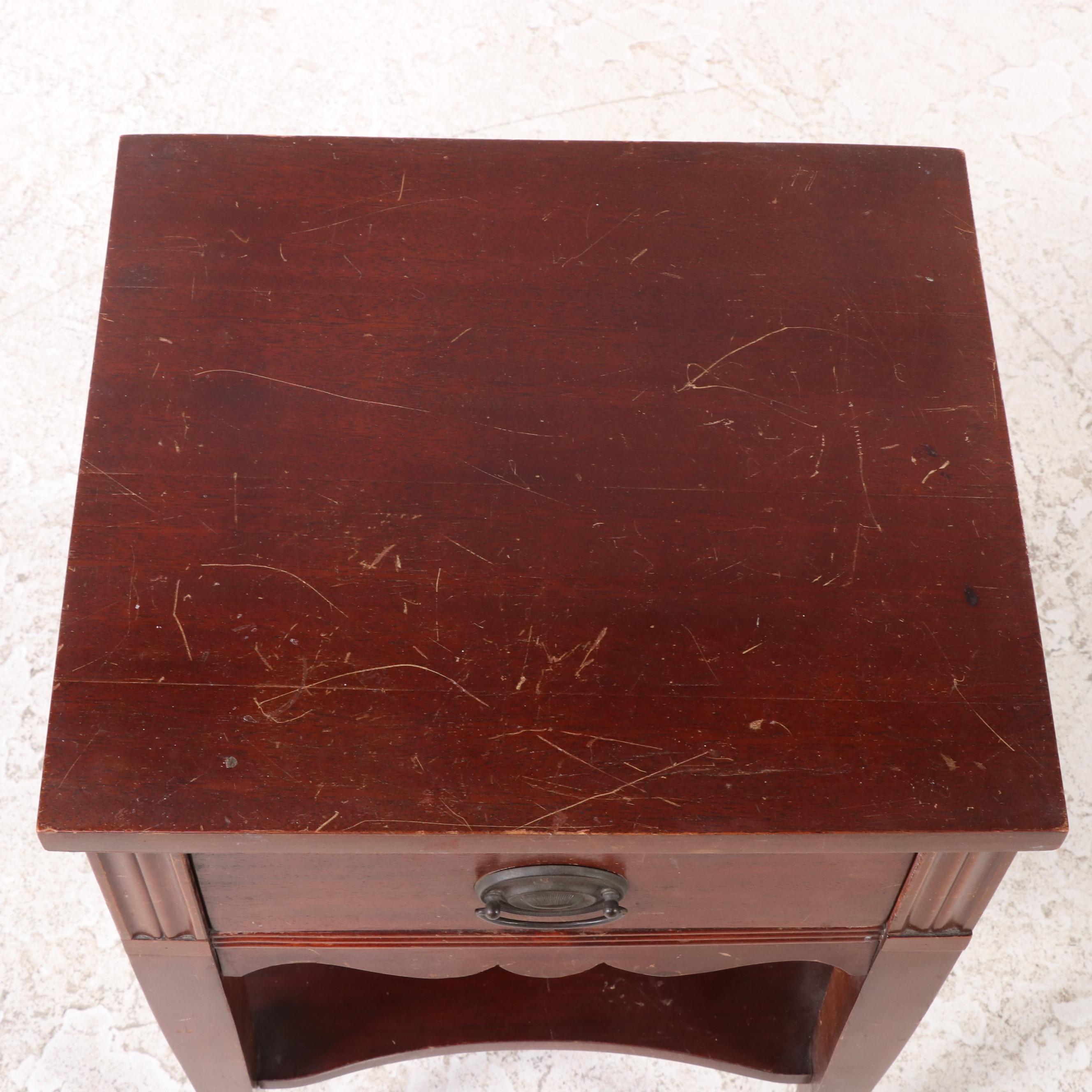 Federal Style Mahogany Full Size Bed Frame and Nightstand