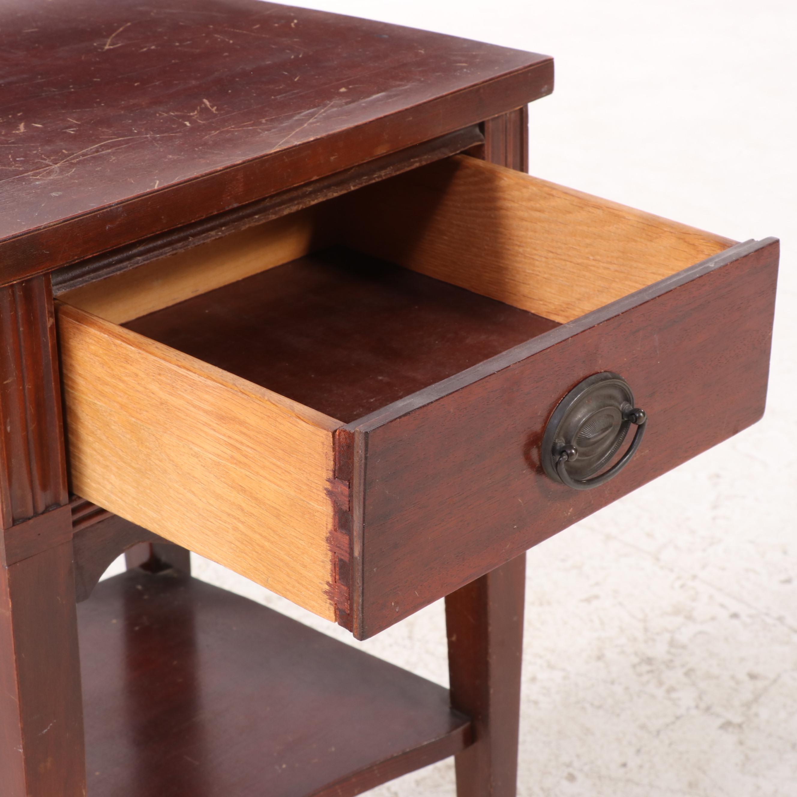 Federal Style Mahogany Full Size Bed Frame and Nightstand