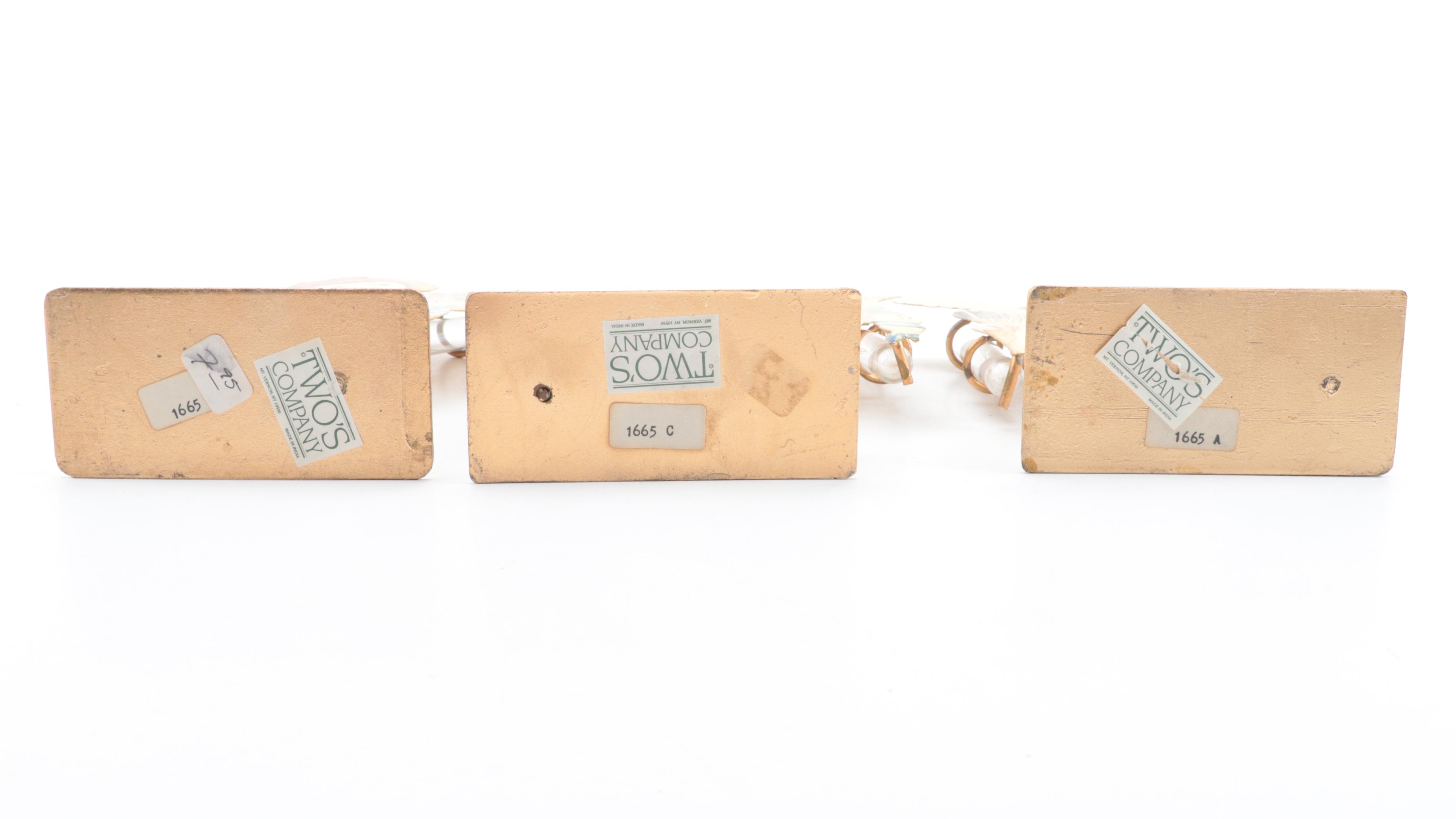 Two's Company Hand-Painted Metal Figural Cherub Bud Vases, Late 20th Century