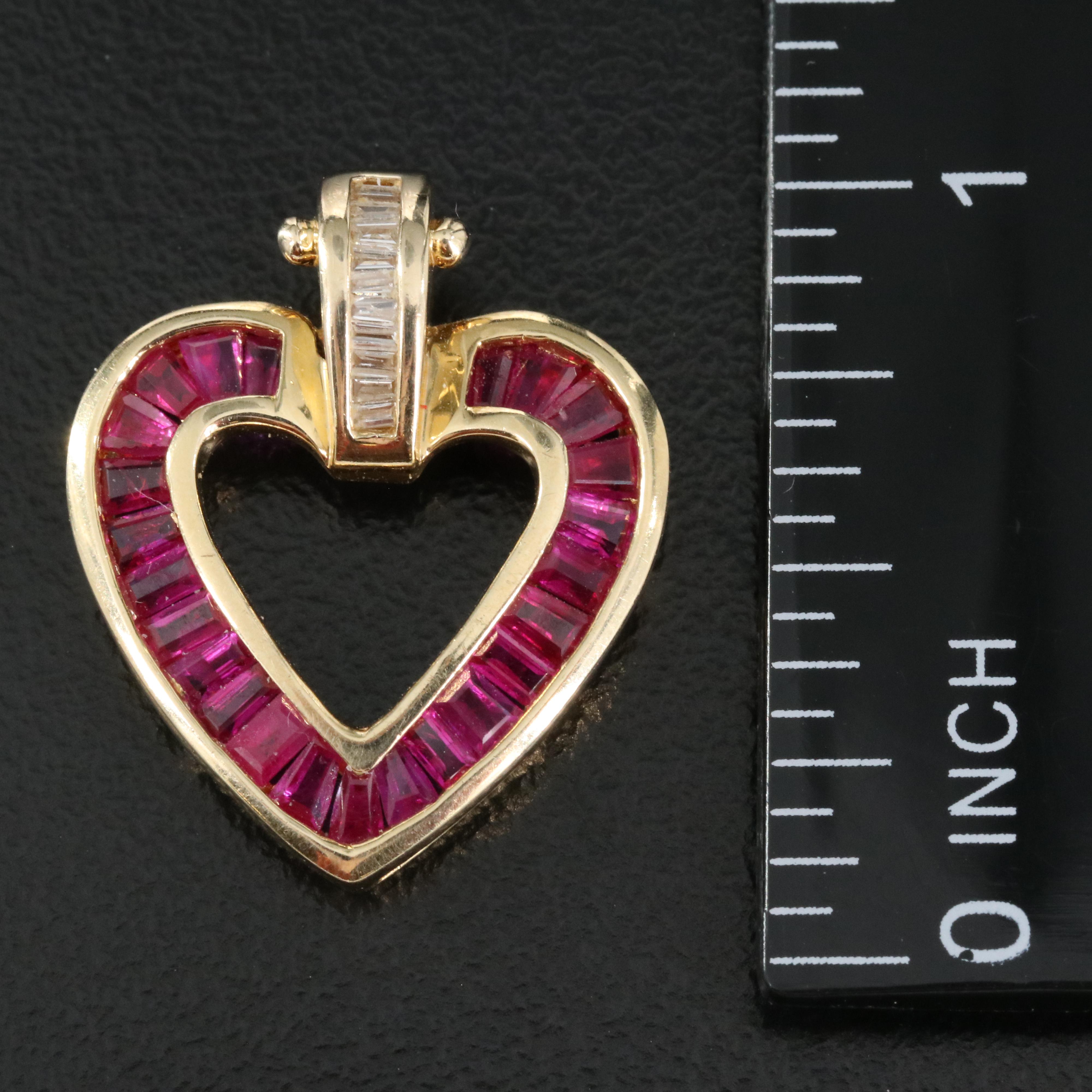 14K Ruby and Diamond Heart Pendant