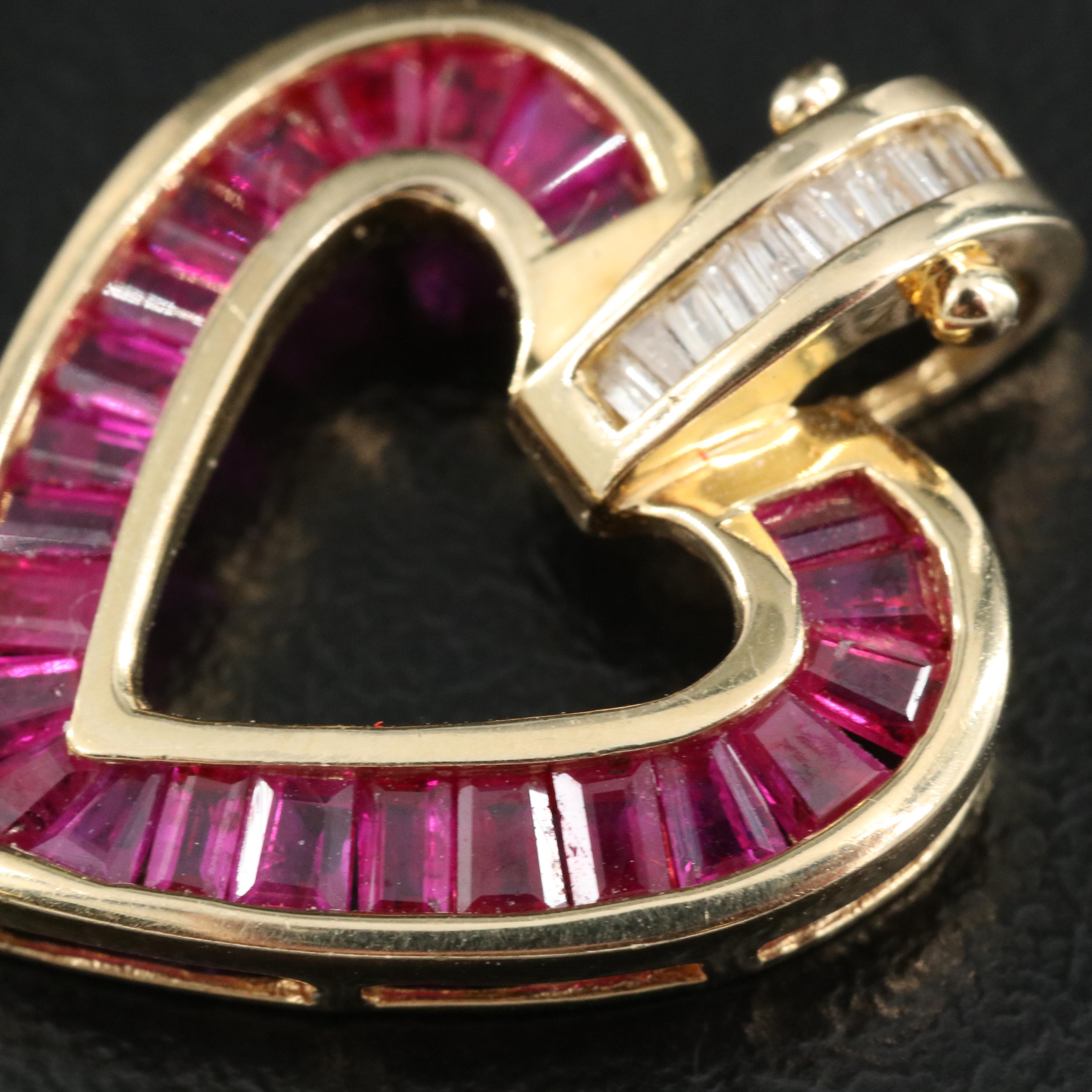 14K Ruby and Diamond Heart Pendant