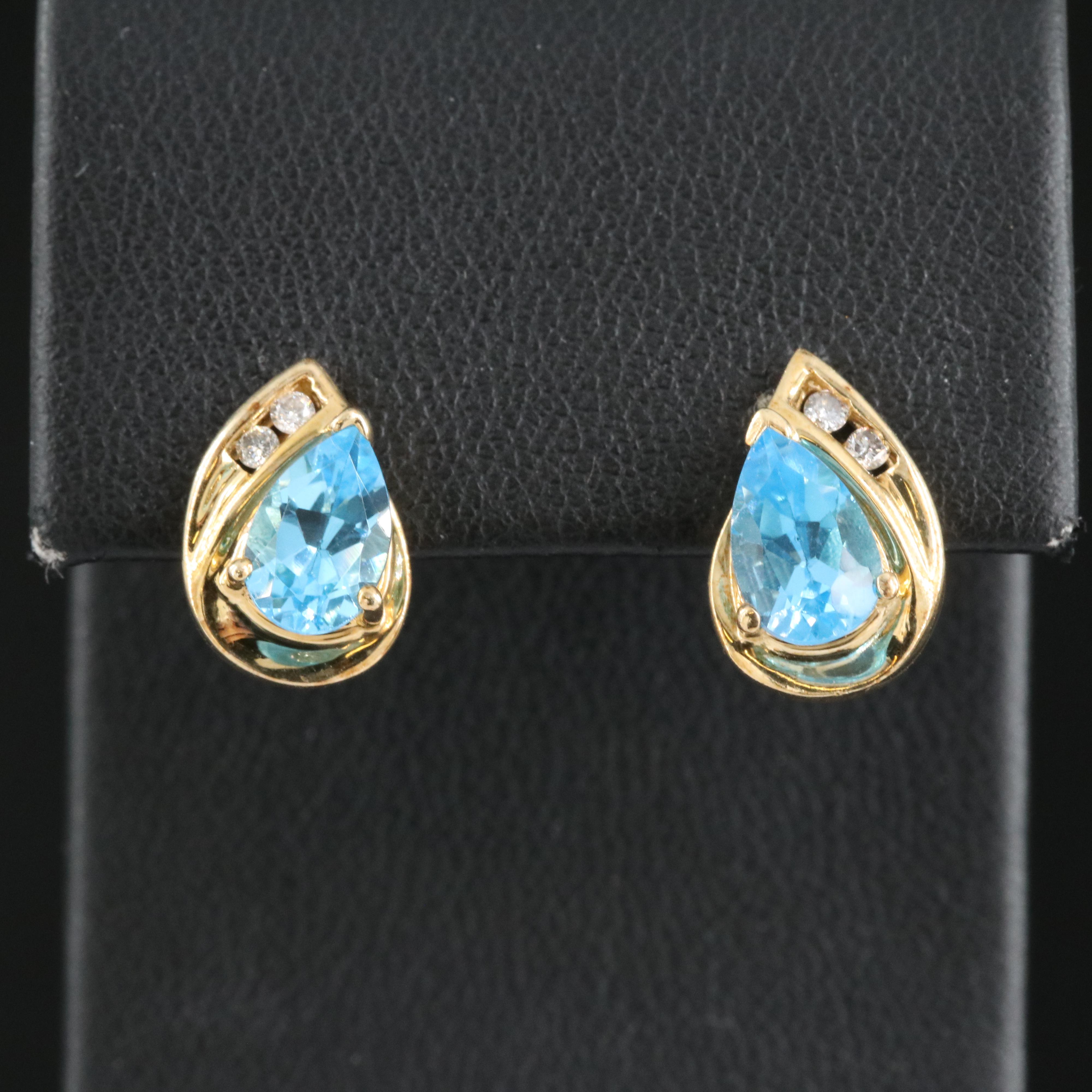 10K Swiss Blue Topaz Earrings