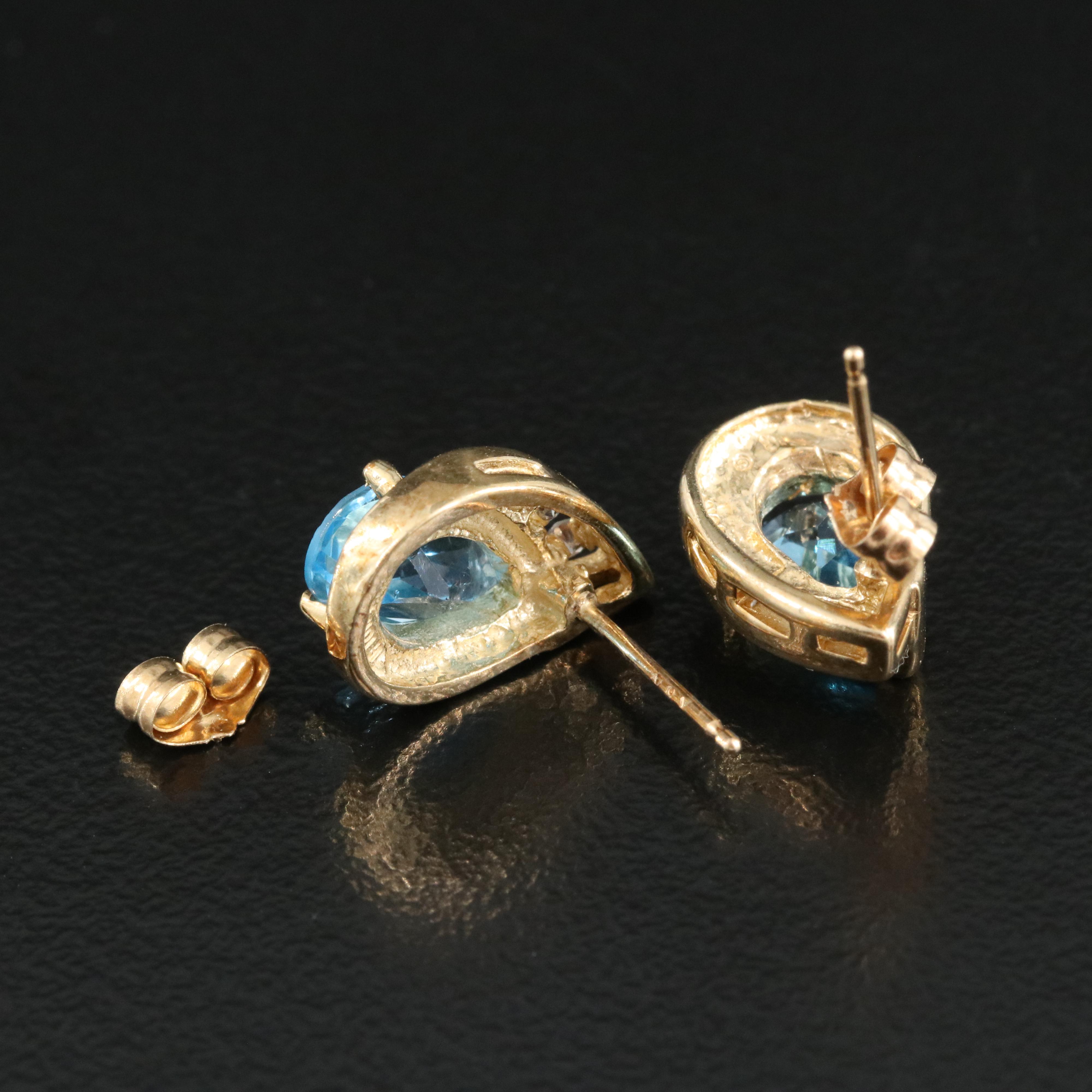 10K Swiss Blue Topaz Earrings