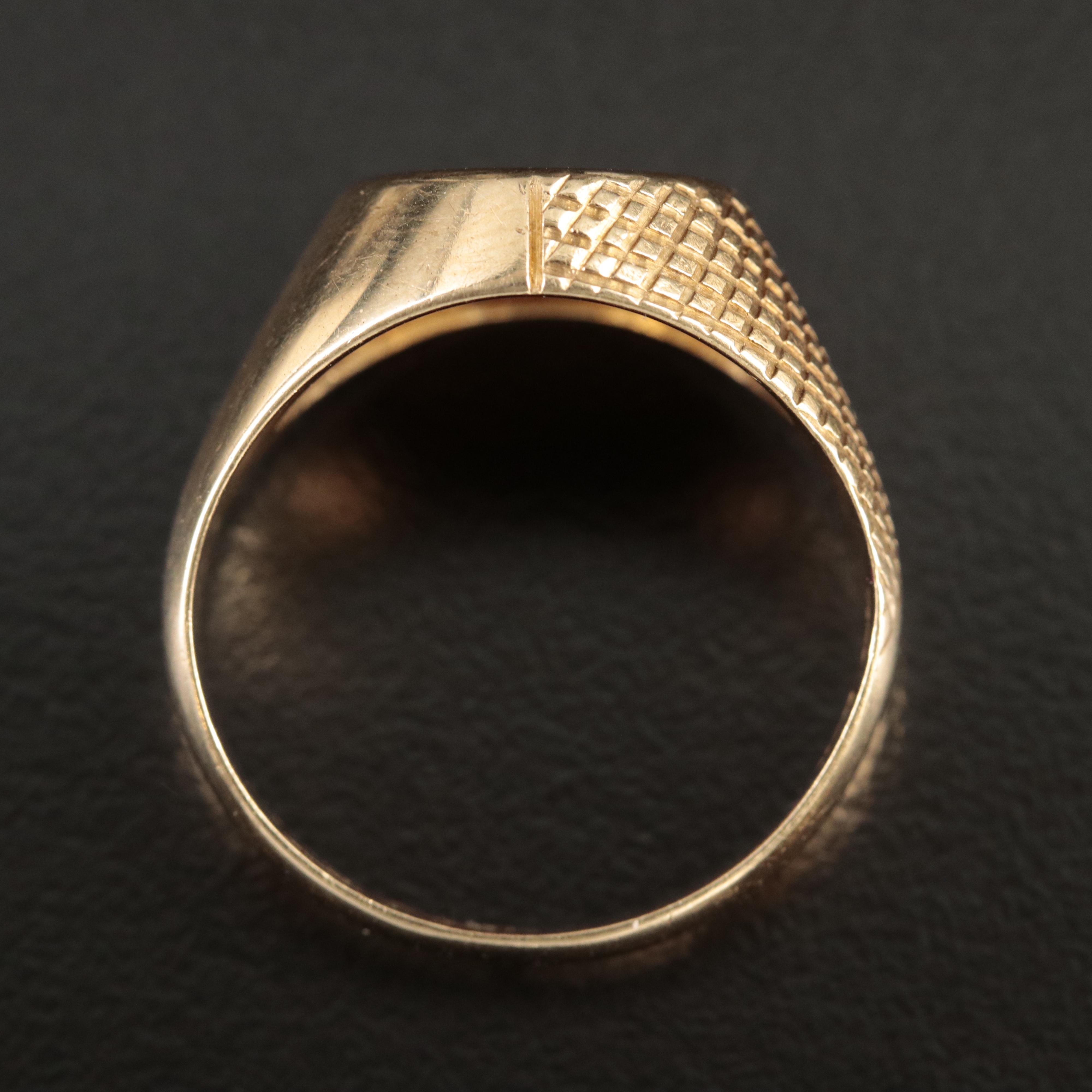 14K Ring Holding 1865 Mexican Gold Peso Fantasy Token