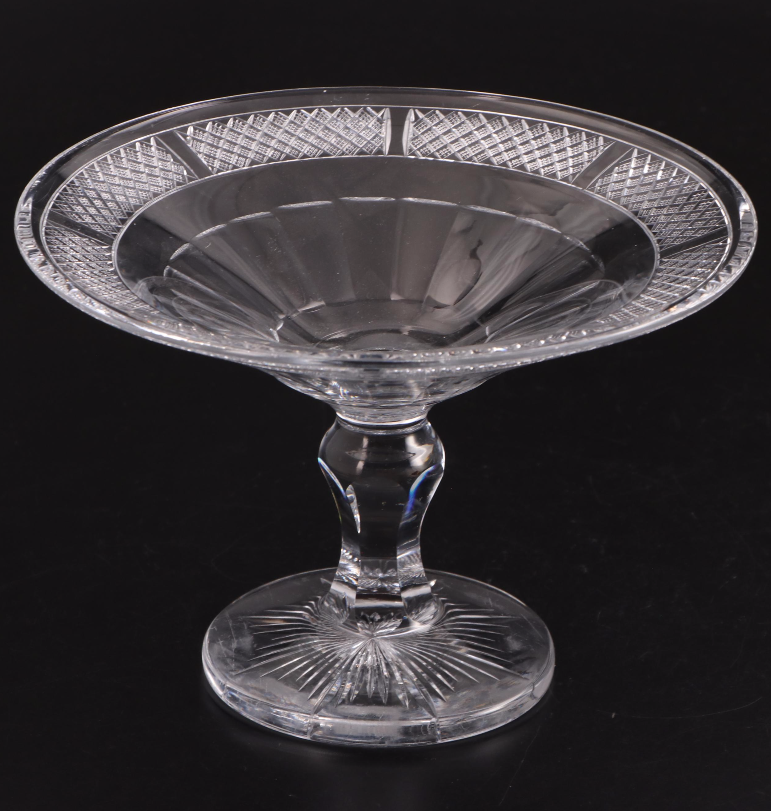 Hawkes Cut Crystal Compote and Candlesticks, 20th Century