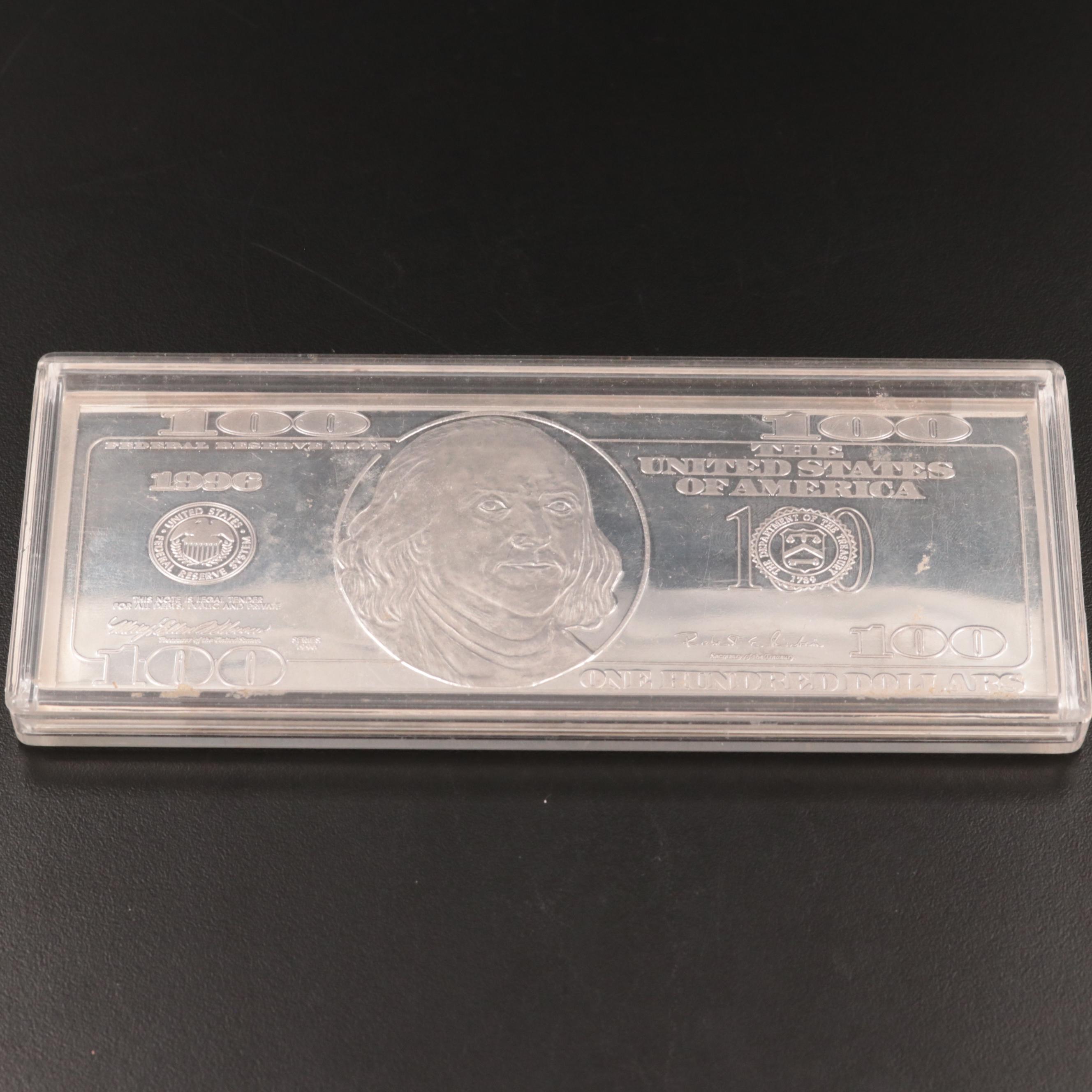 Four Ounce .999 $100 Silver Bar and 1886 Seated Liberty Dime